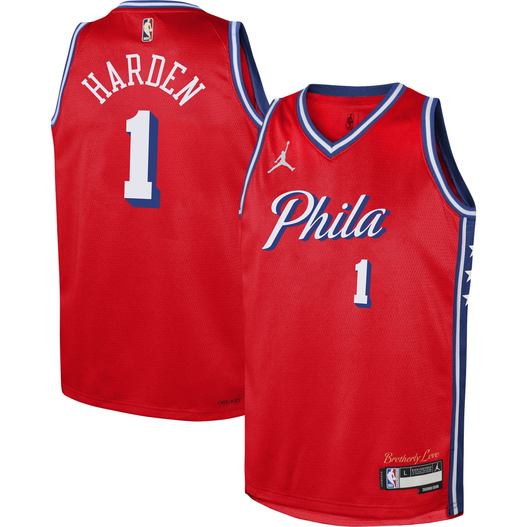 James Harden Philadelphia 76ers Jordans Brand Youth Swingman Jersey - Statement Edition - Red