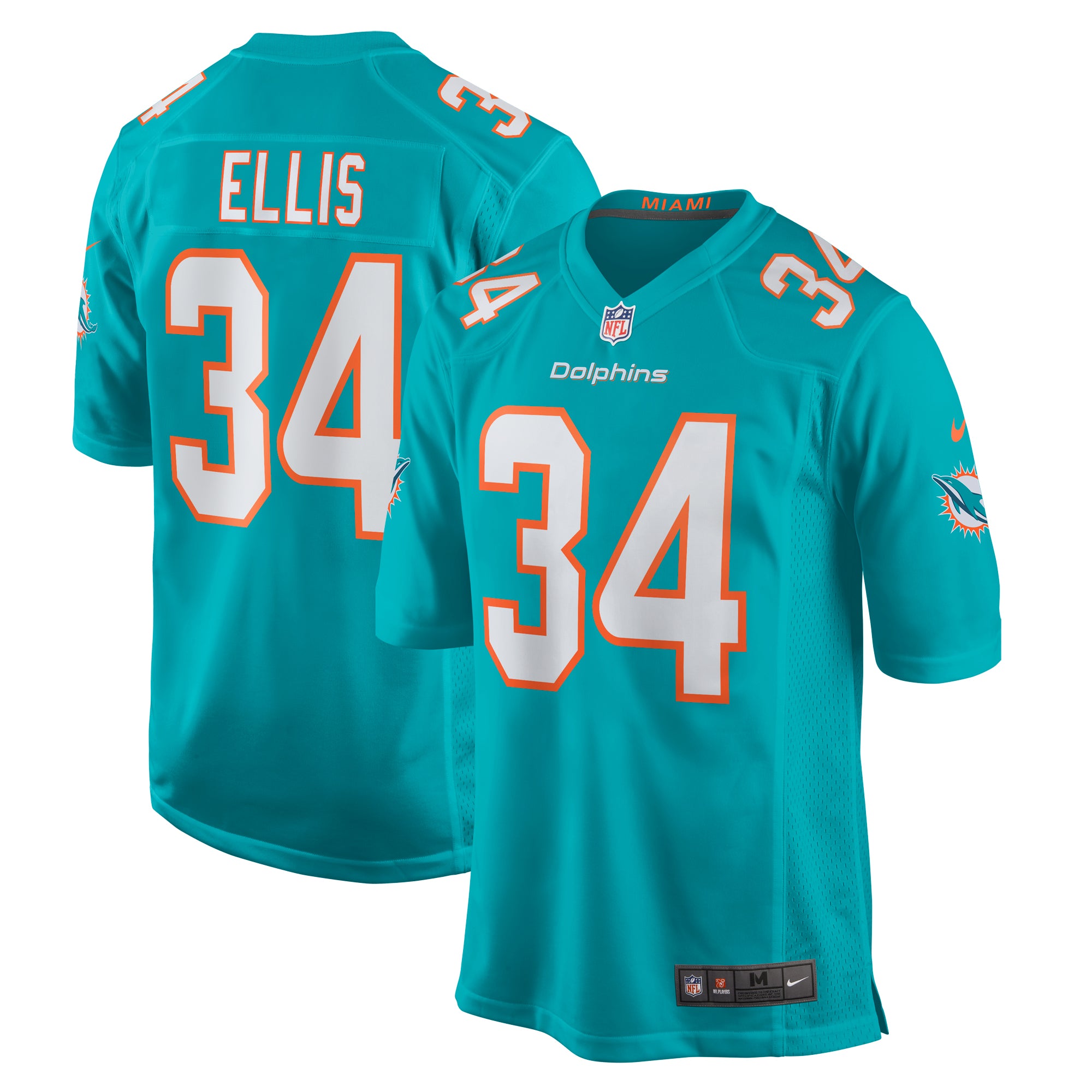 Tino Ellis Miami Dolphins Nike Home Game Player Jersey   Aqua