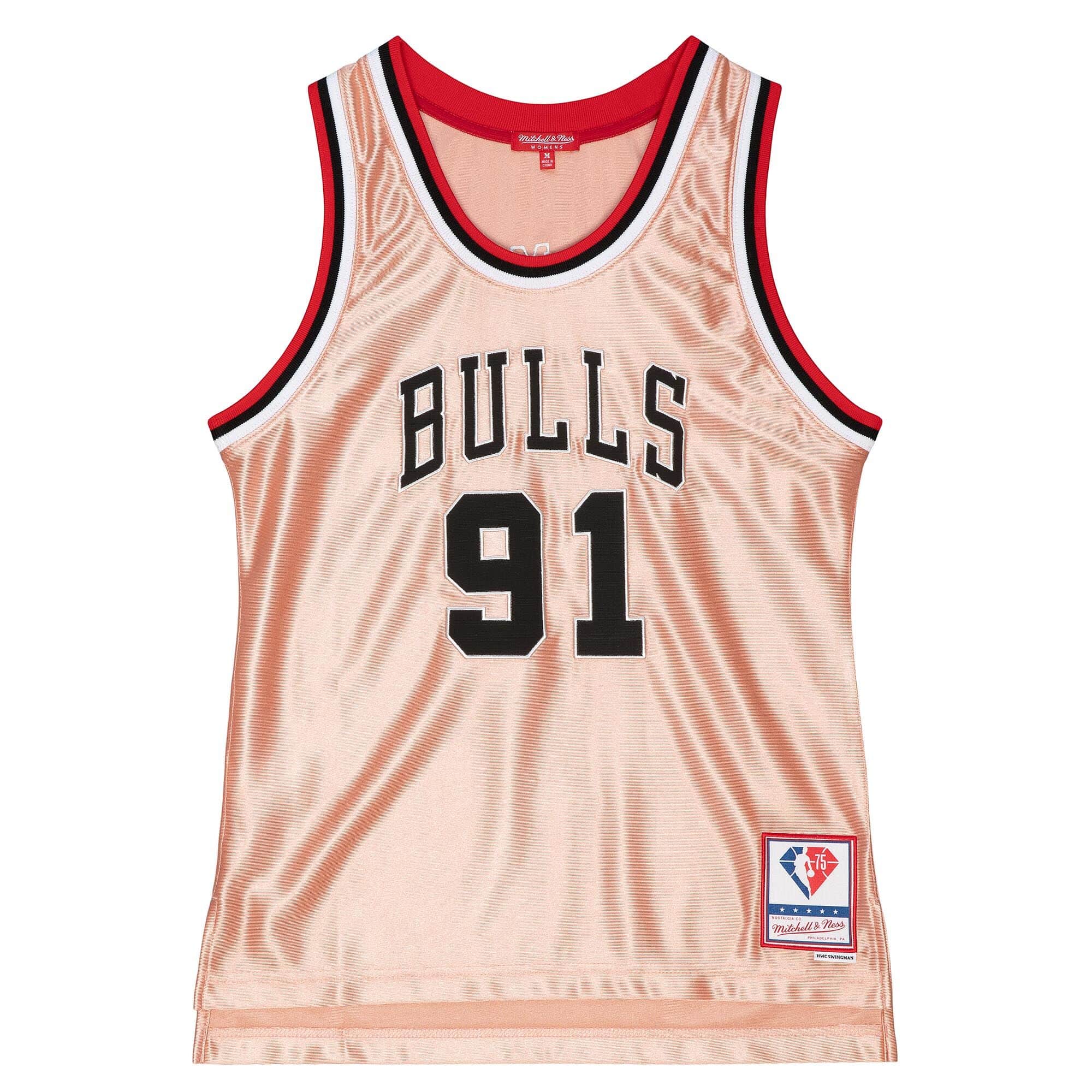 Womens 75th Anniversary Rose Gold Swingman Dennis Rodman Chicago Bulls 1997-98 Jersey