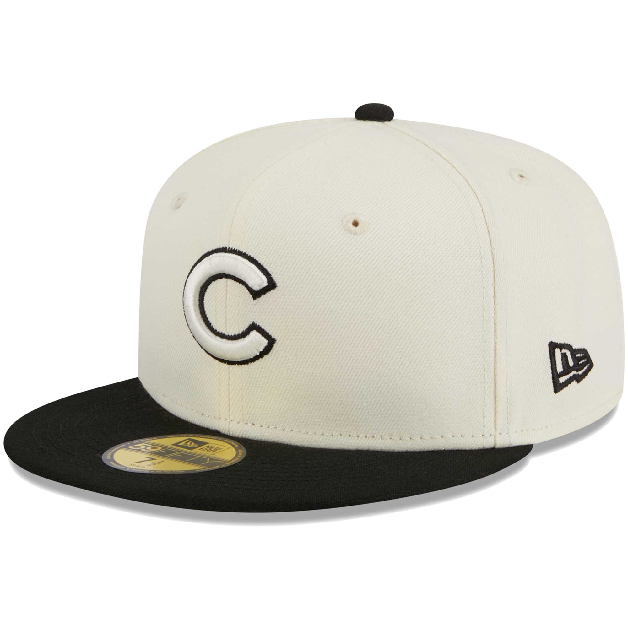 Chicago Cubs New Era Chrome 59FIFTY Fitted Hat - Stone/Black