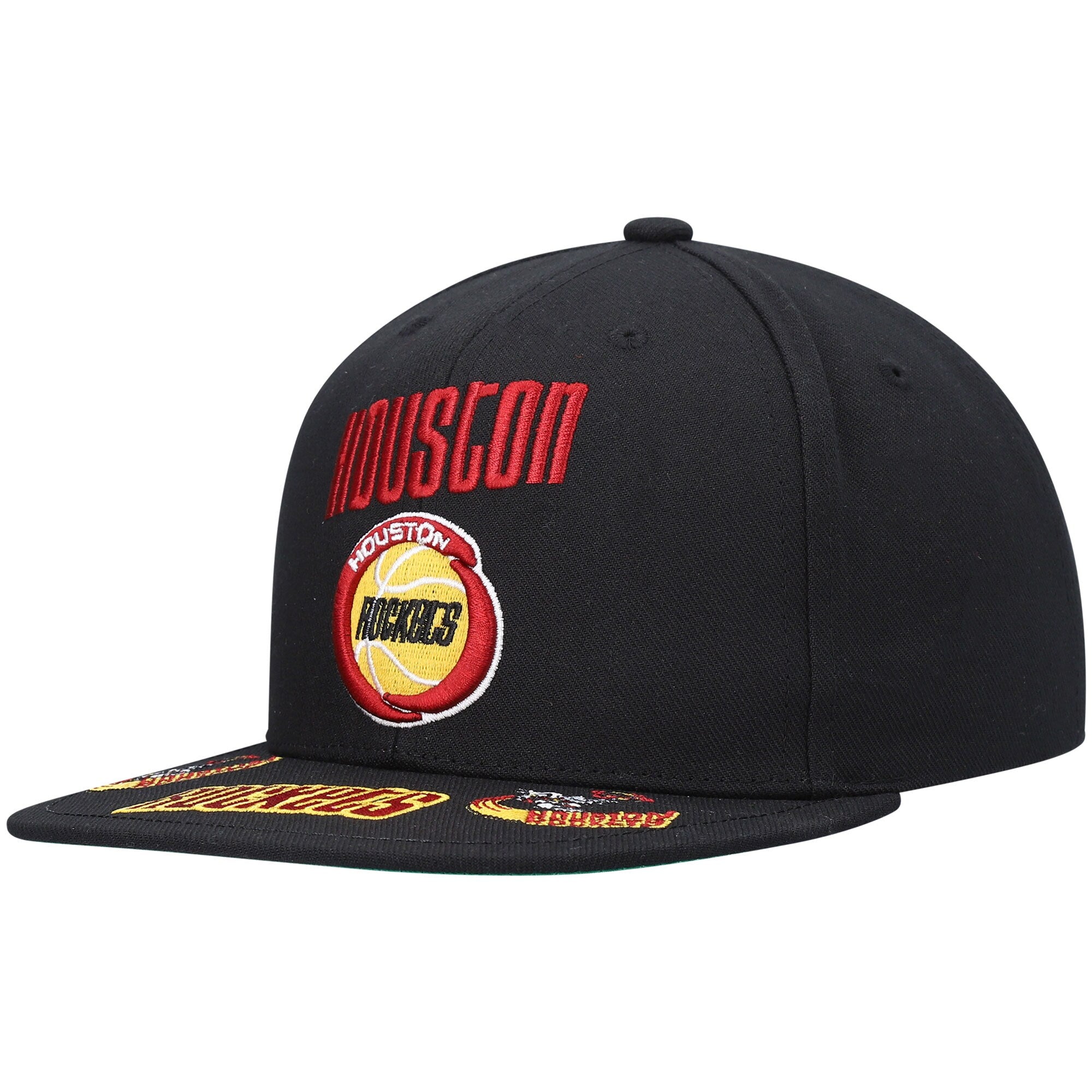 Houston Rockets Mitchell & Ness Hardwood Classics Front Loaded Snapback Hat - Black
