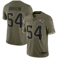 Men s Nike Tedy Bruschi Olive New England Patriots 2022 Salute To Service Retired Player Limited Jersey