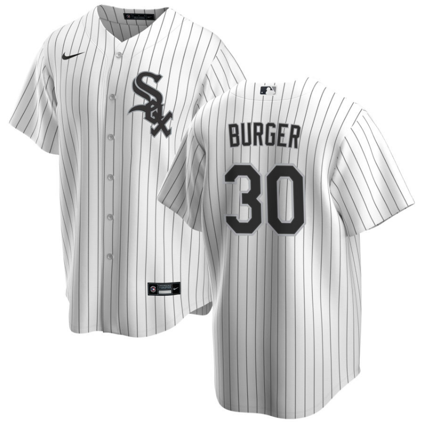 Men's Jake Burger Chicago White Sox Home White Premium Stitch Replica Jersey
