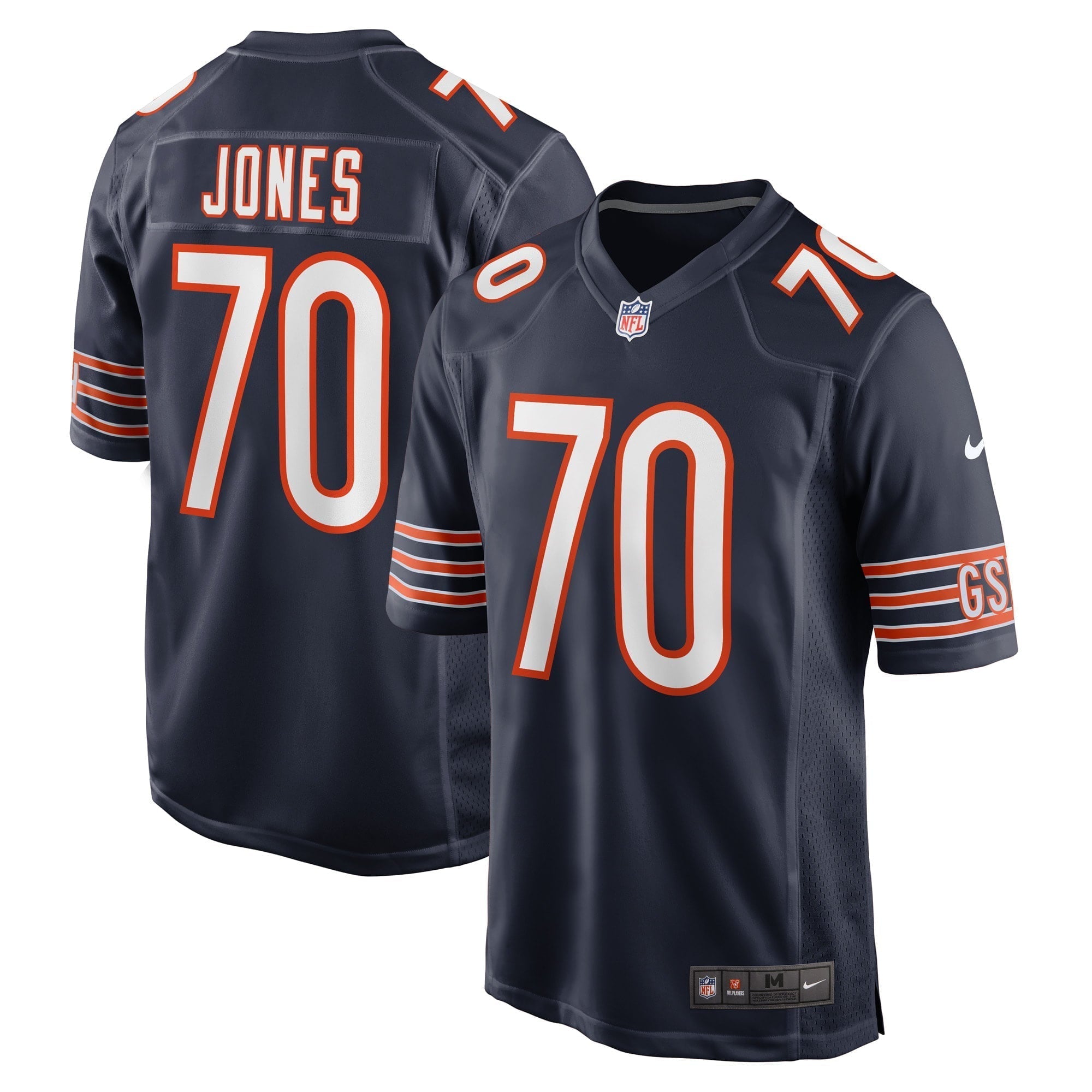 Men s Nike Braxton Jones Navy Chicago Bears Game Player Jersey