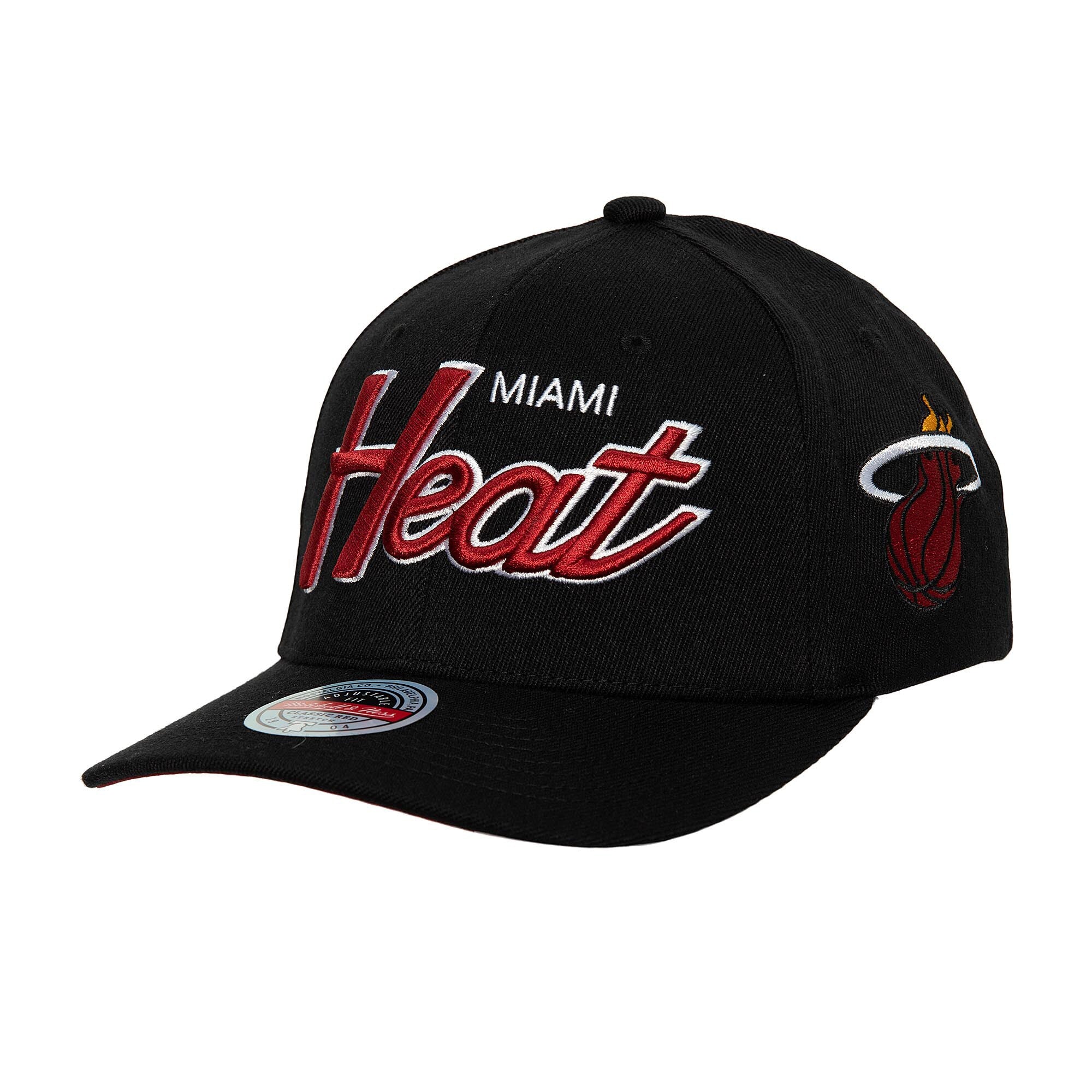 Miami Heat Mitchell & Ness MVP Team Script 2.0 Stretch-Snapback Hat - Black