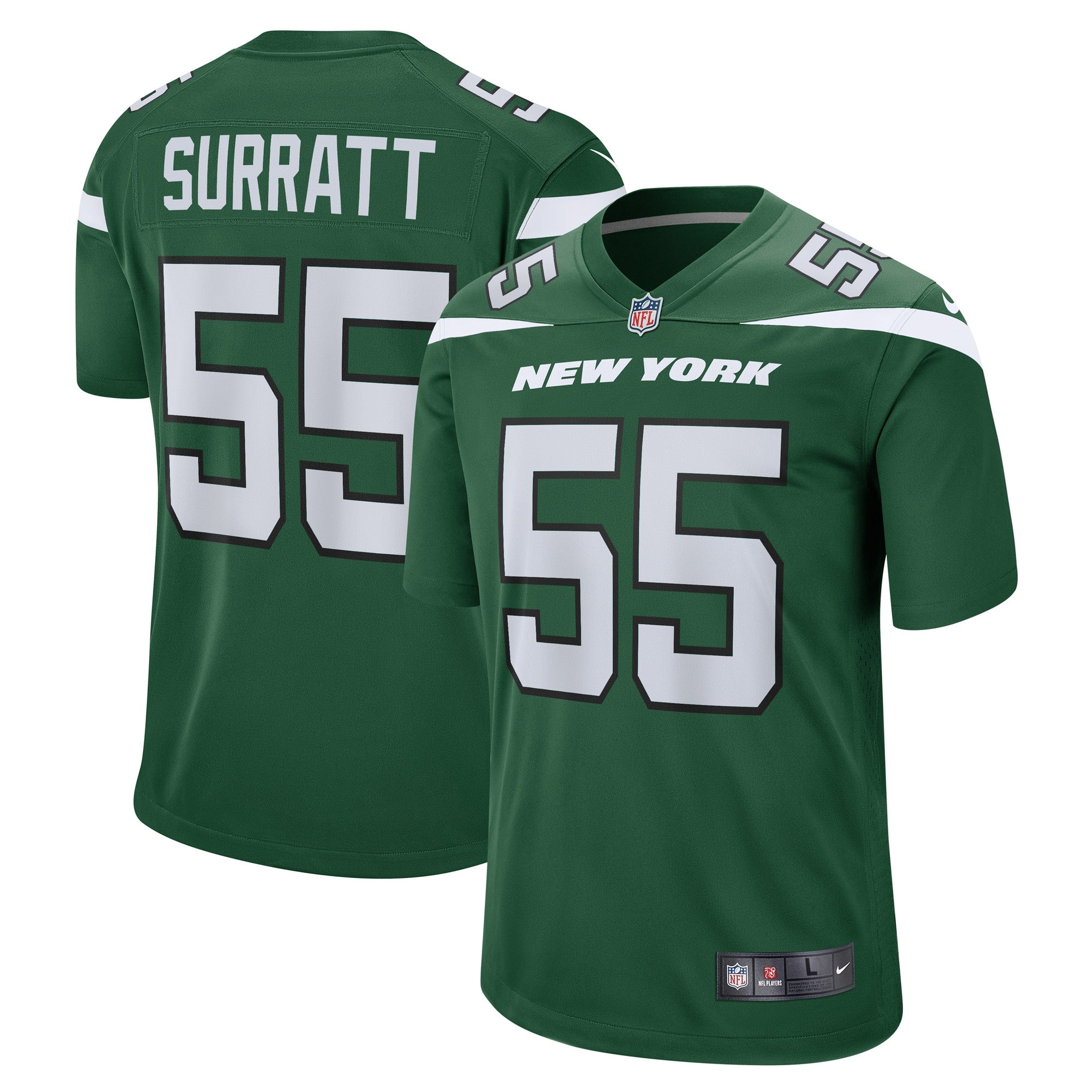 Chazz Surratt New York Jets Nike Game Player Jersey   Gotham Green