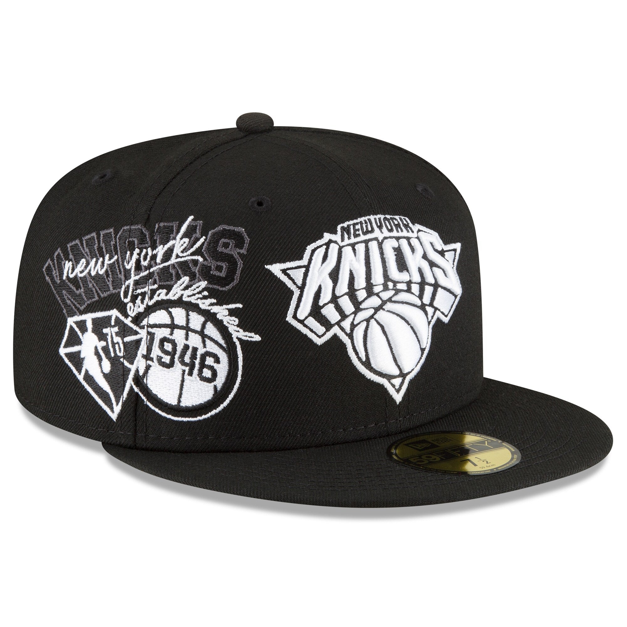 New York Knicks New Era Back Half Team 59FIFTY Fitted Hat - Black