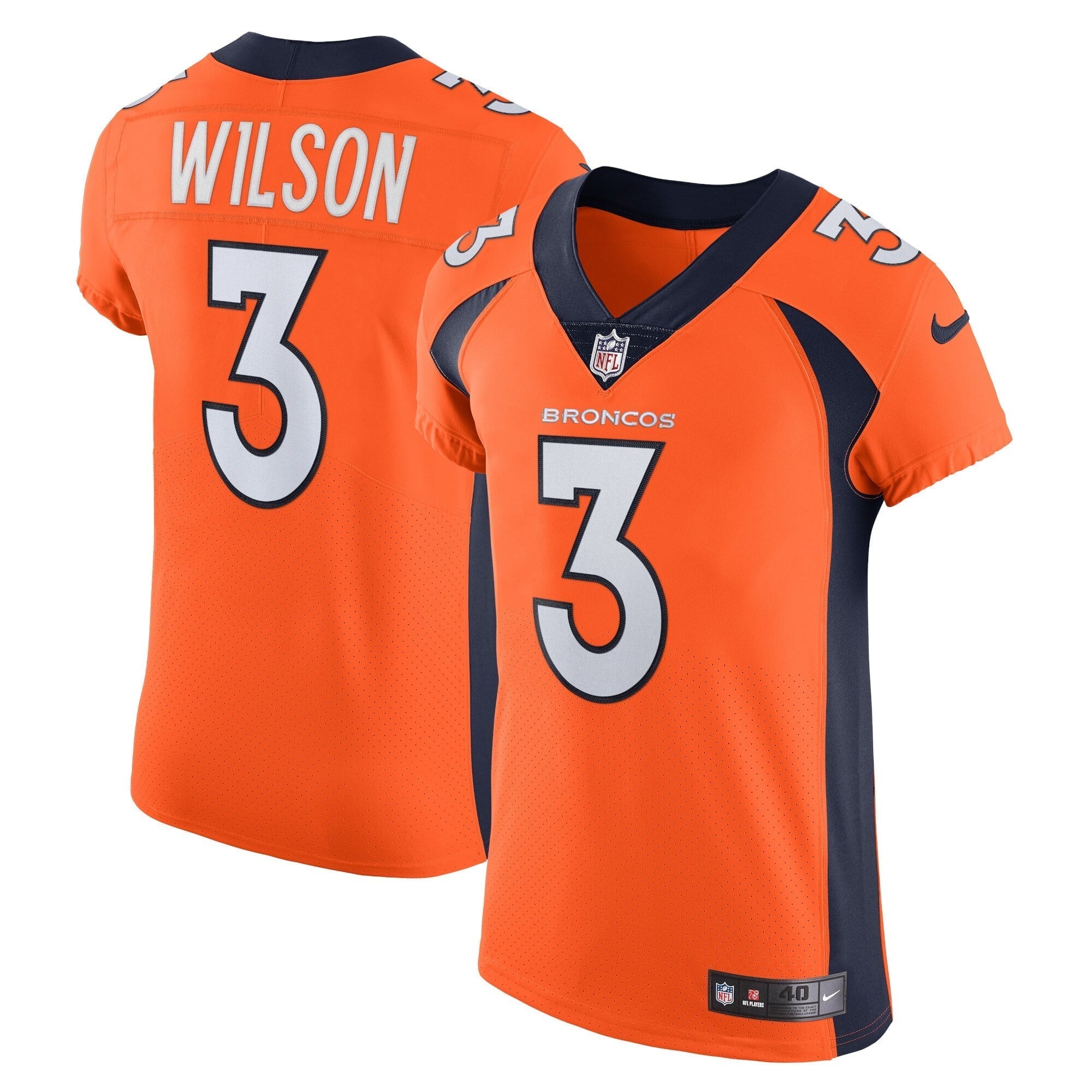 Men s Nike  Russell Wilson  Orange Denver Broncos Vapor Elite Jersey