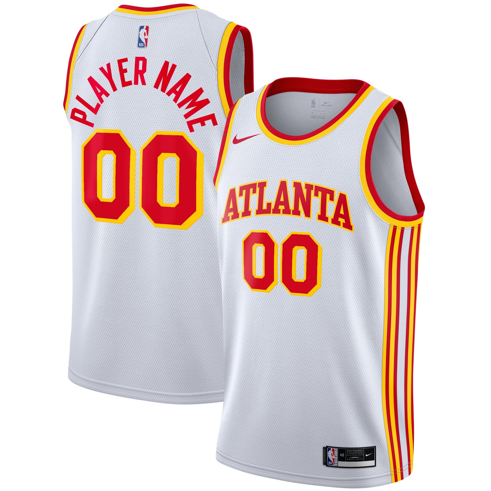 Atlanta Hawks, NBA Jerseys Nike 2020/21 Swingman Custom Jersey - Association Edition - White