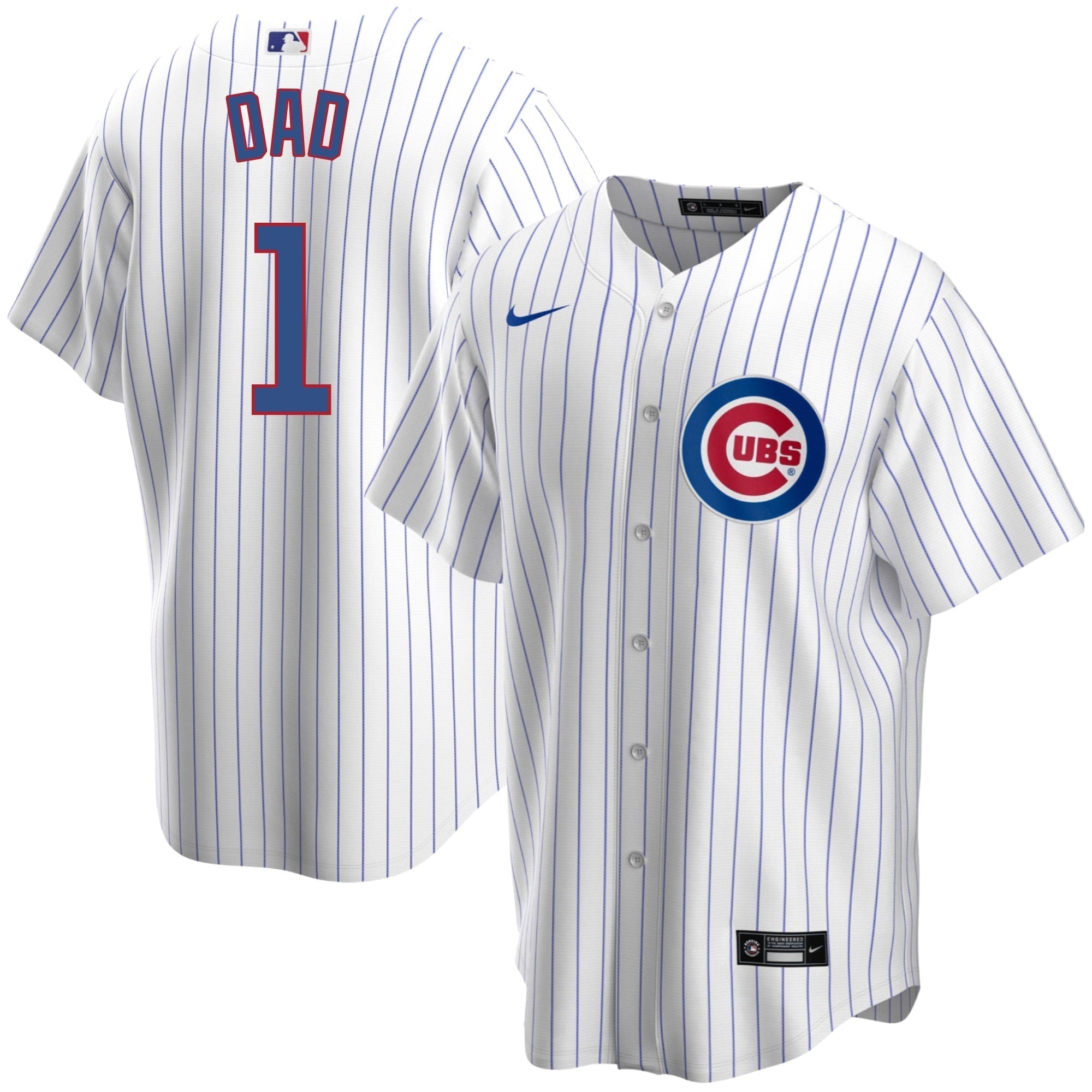 Chicago Cubs Father's Day #1 DAD Home Pinstripe Replica Jersey