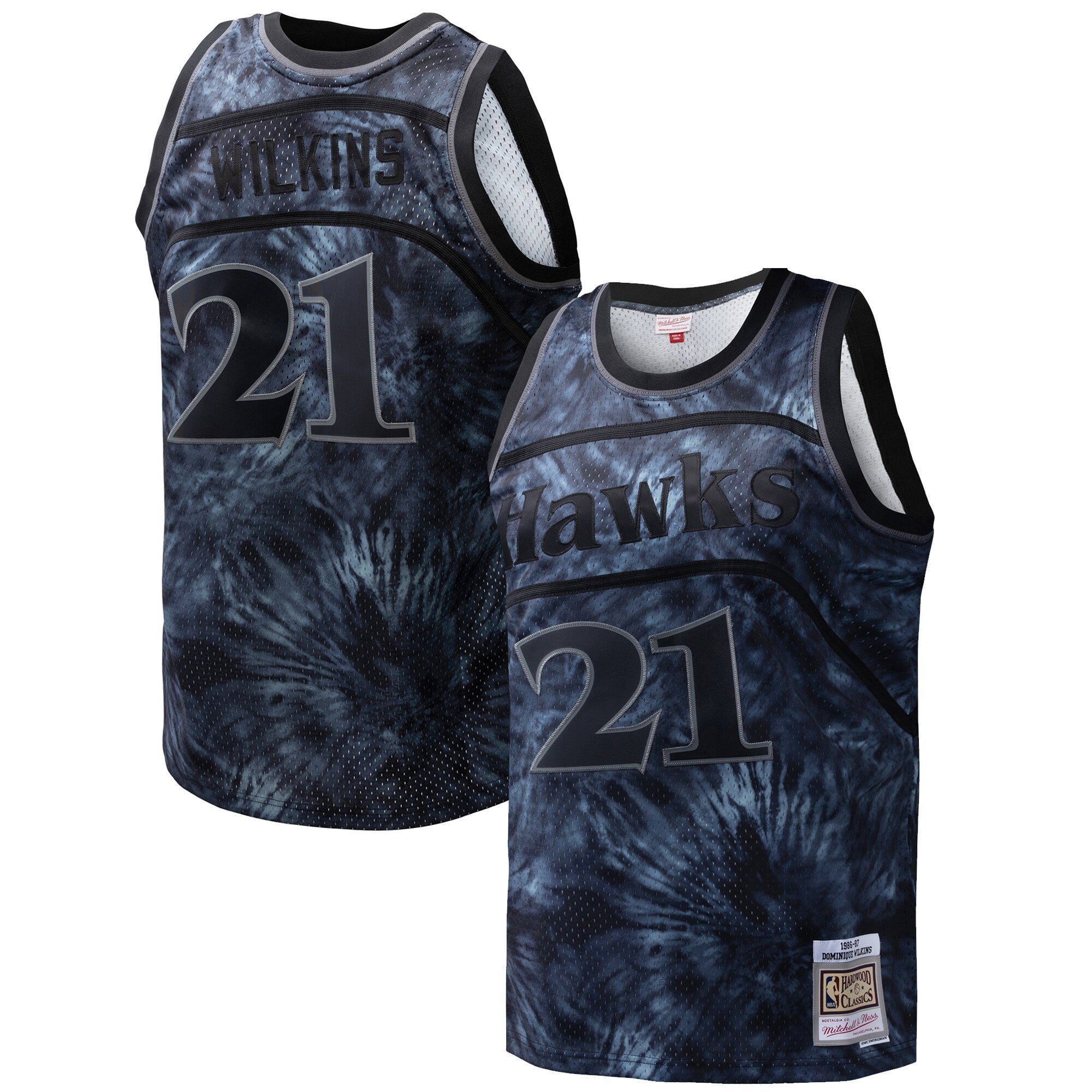 Dominique Wilkins Atlanta Hawks, NBA Jerseys Mitchell & Ness Hardwood Classics 1986/87 Tie-Dye Swingman Jersey - Black