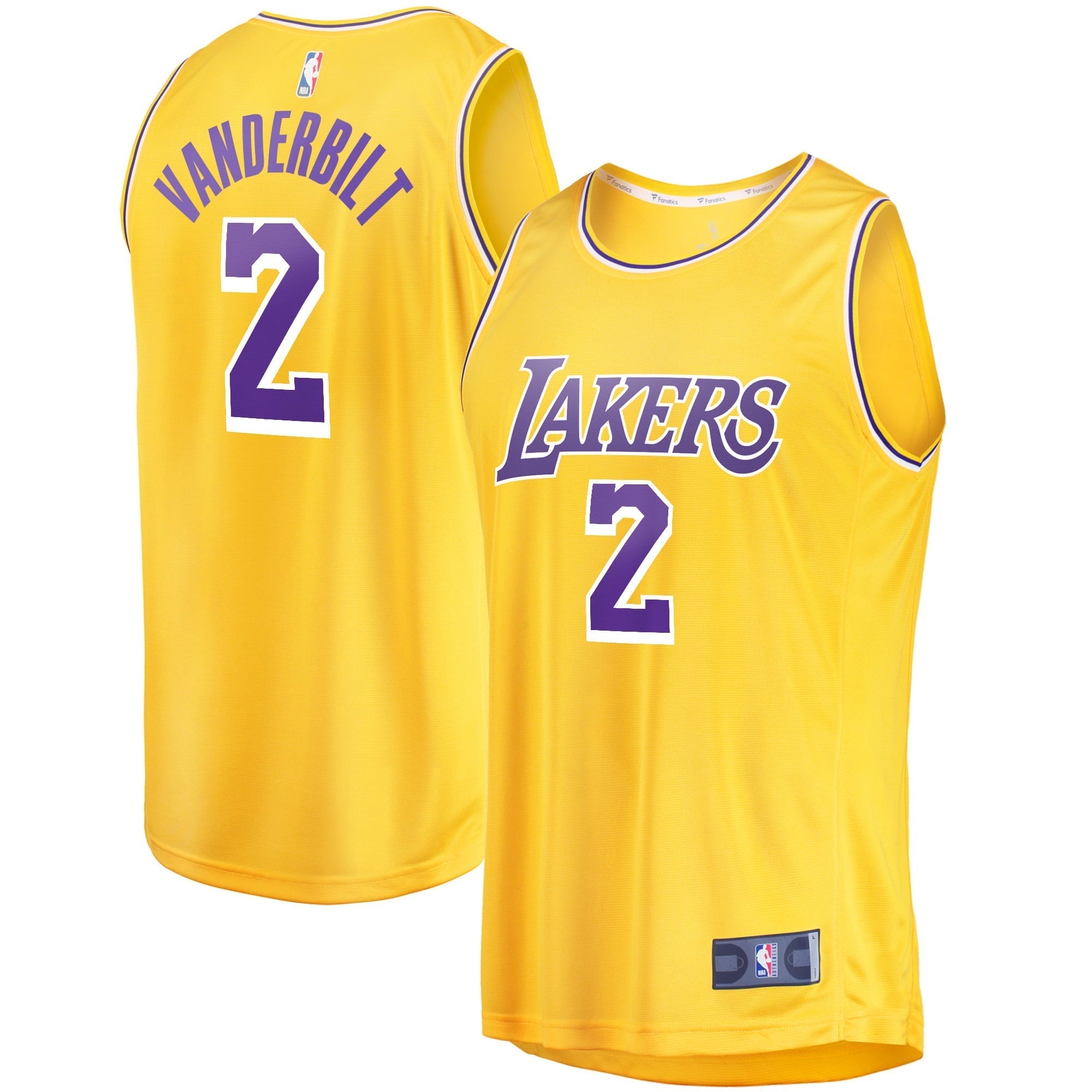Men's Fanatics Branded Jarred Vanderbilt Gold Los Angeles Lakers Fast Break Player Jersey - Icon Edition