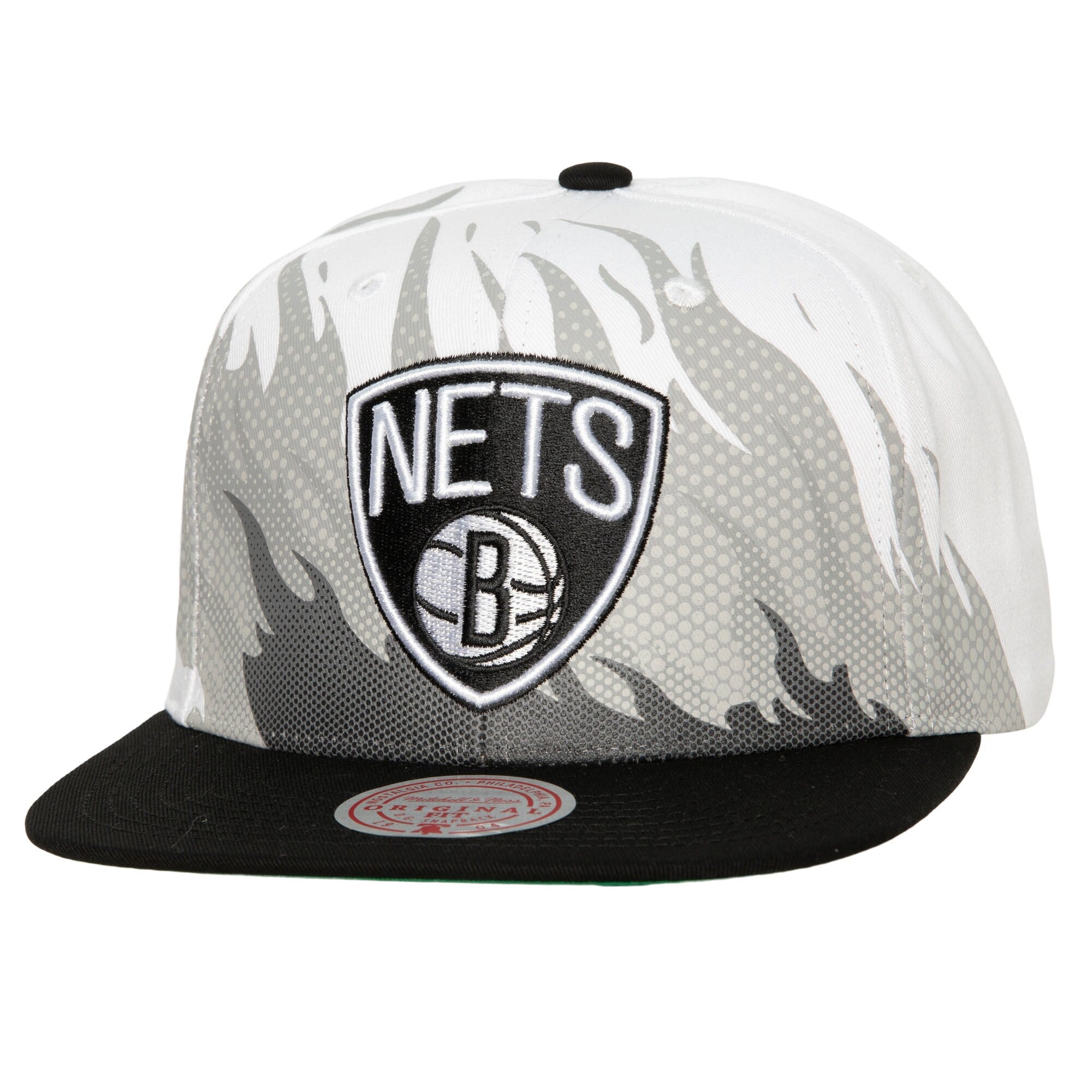 Brooklyn Nets Mitchell & Ness Hot Fire Snapback Hat - White