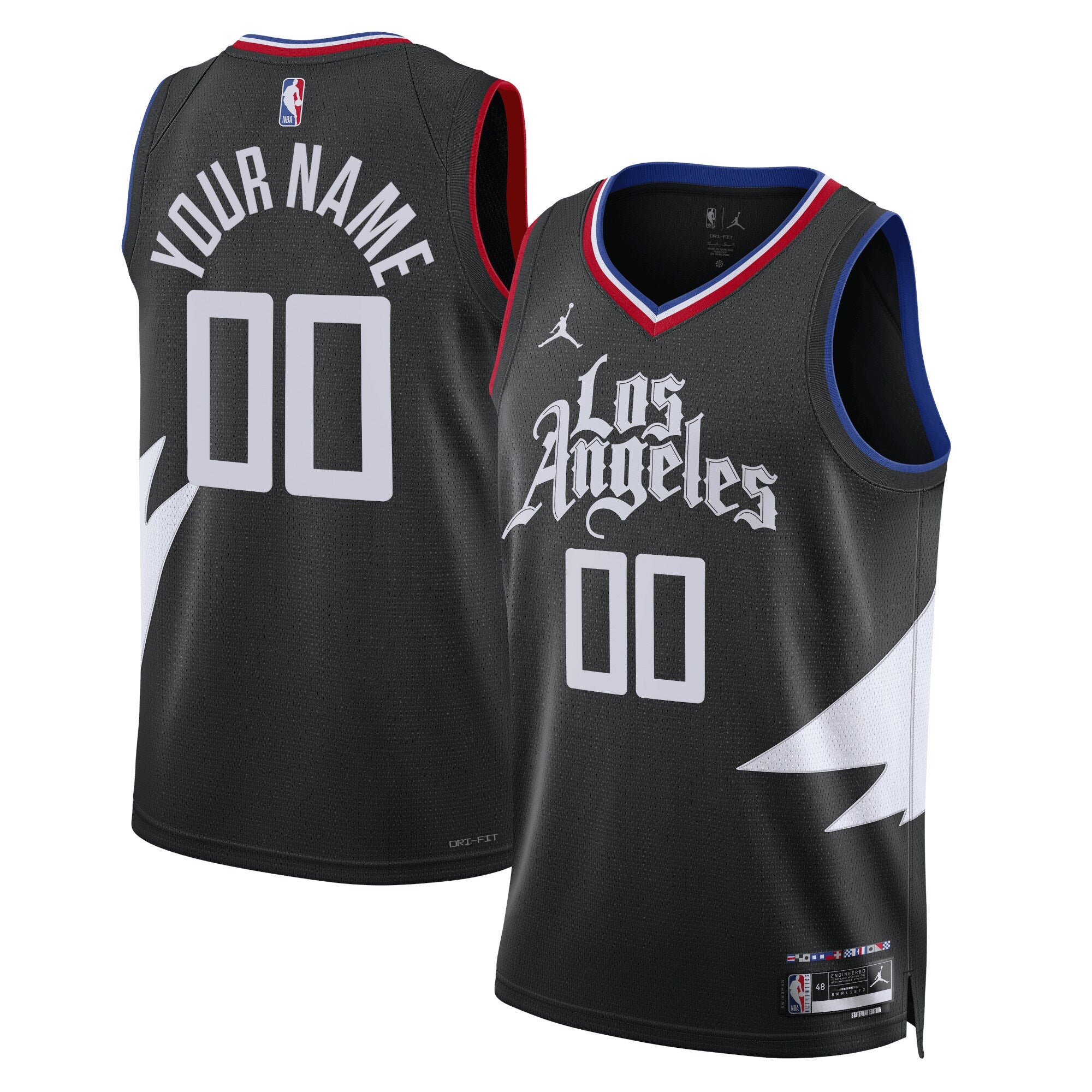 LA Clippers Jordans Brand Unisex 2022/23 Swingman Custom Jersey - Statement Edition - Black