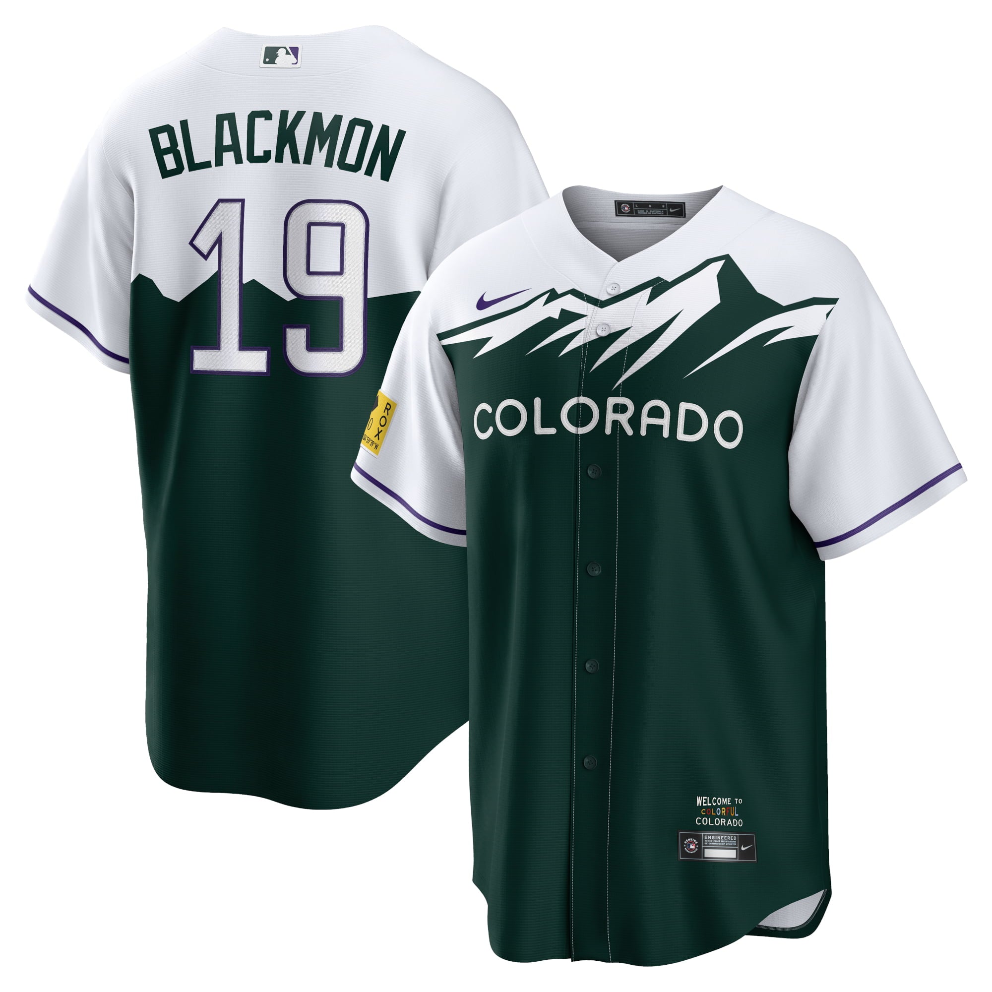 Men's Nike Charlie Blackmon White/Forest Green Colorado Rockies City Connect Replica Player Jersey