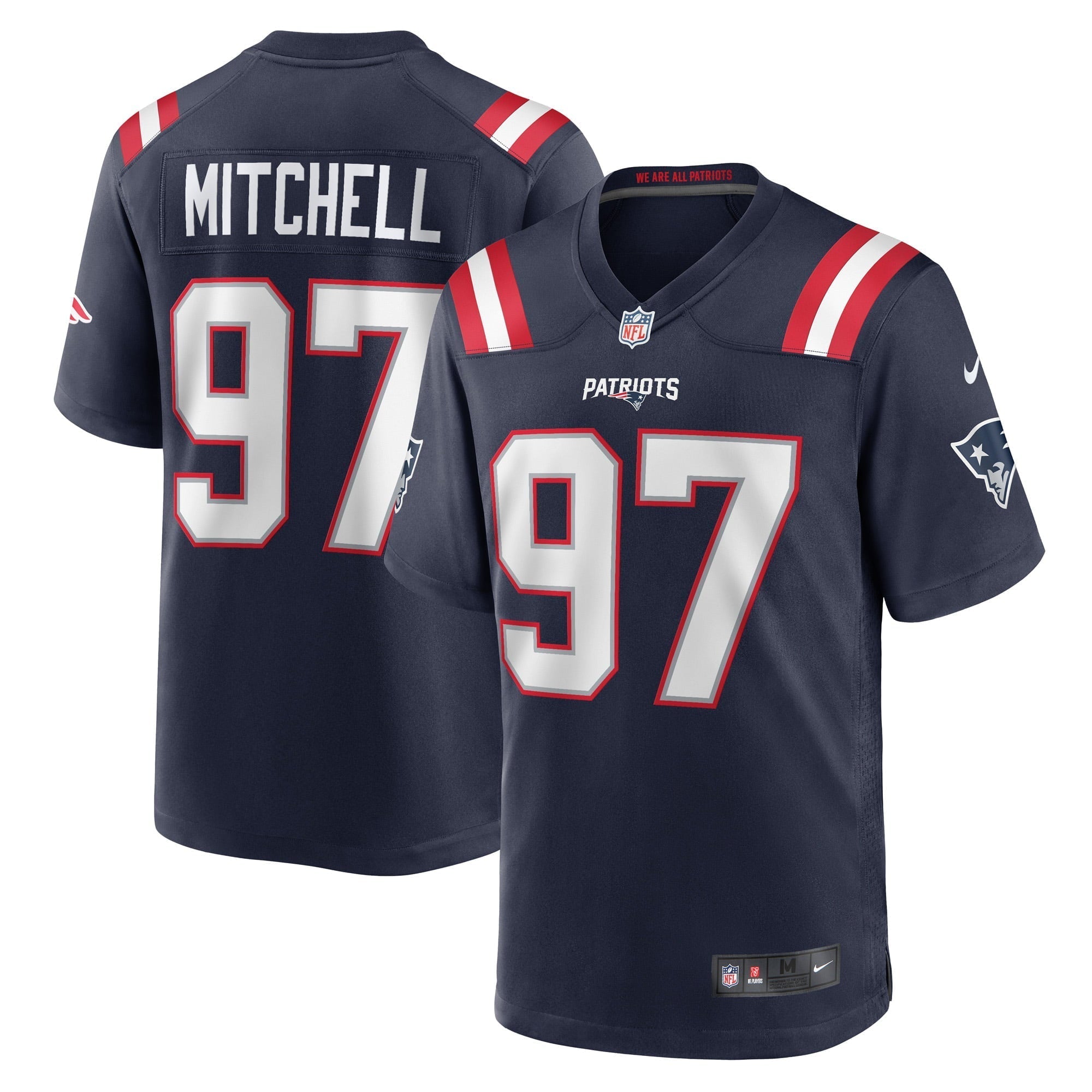 Men s Nike DaMarcus Mitchell Navy New England Patriots Game Player Jersey