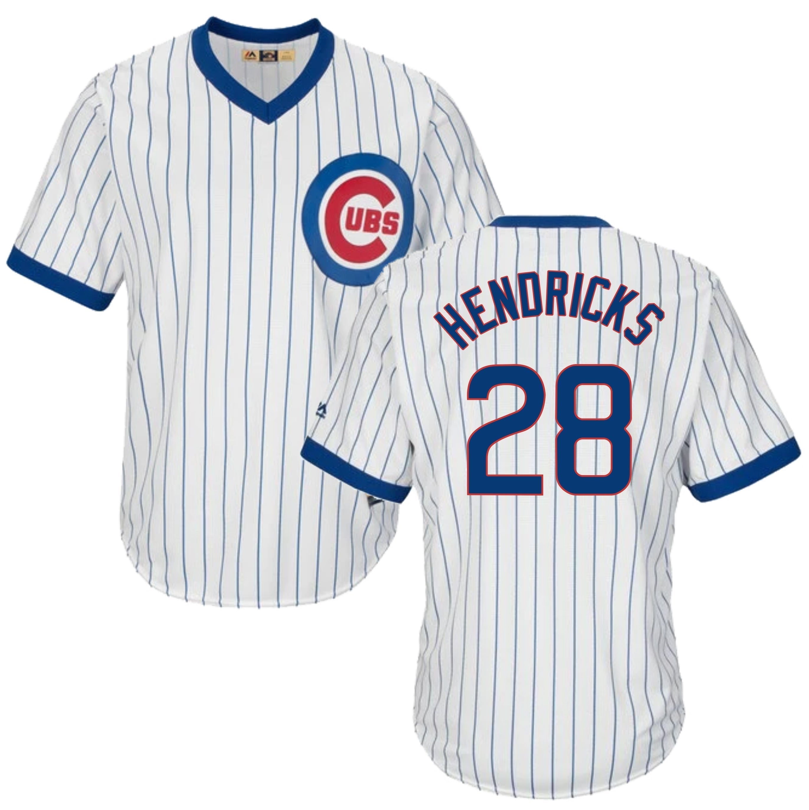 Kyle Hendricks Chicago Cubs Cooperstown White Pinstripe V-Neck Home Men's Jersey