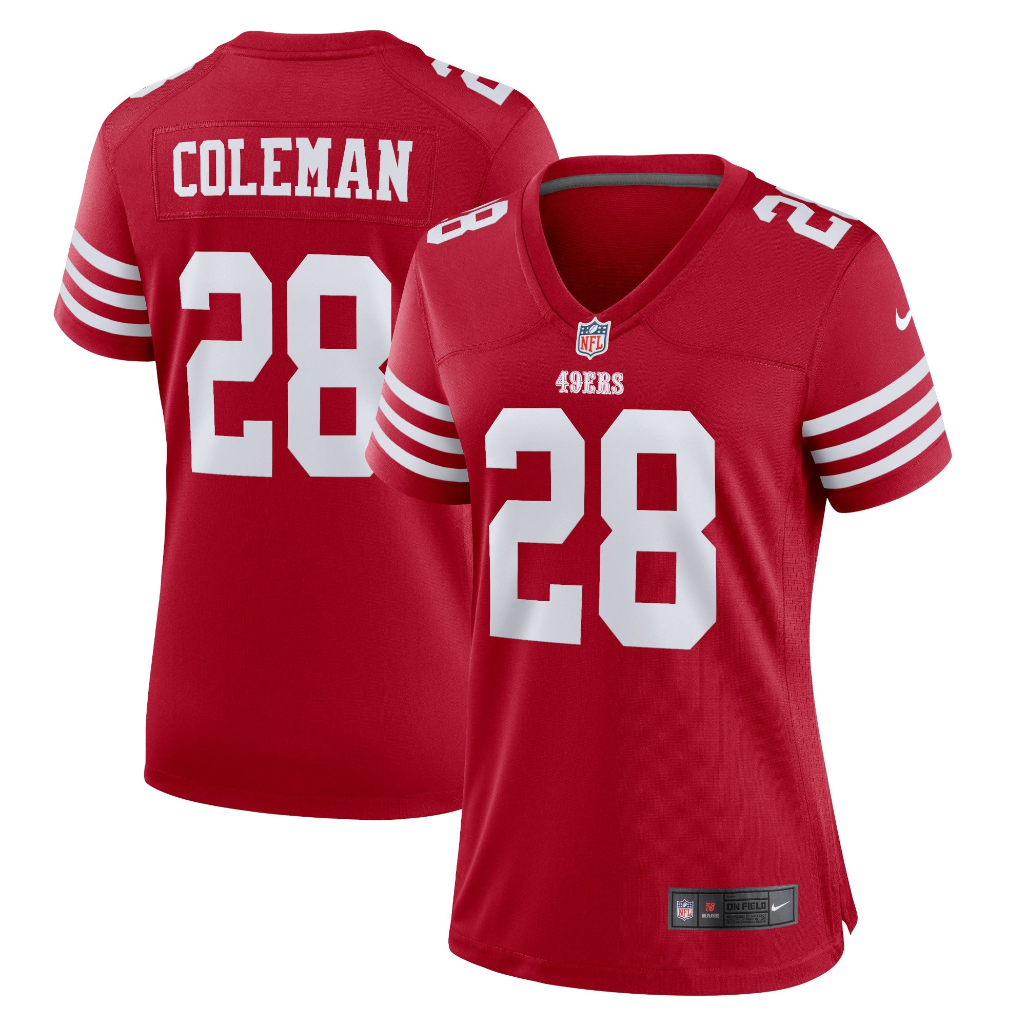 Women s Nike Tevin Coleman Scarlet San Francisco 49ers Home Game Player Jersey