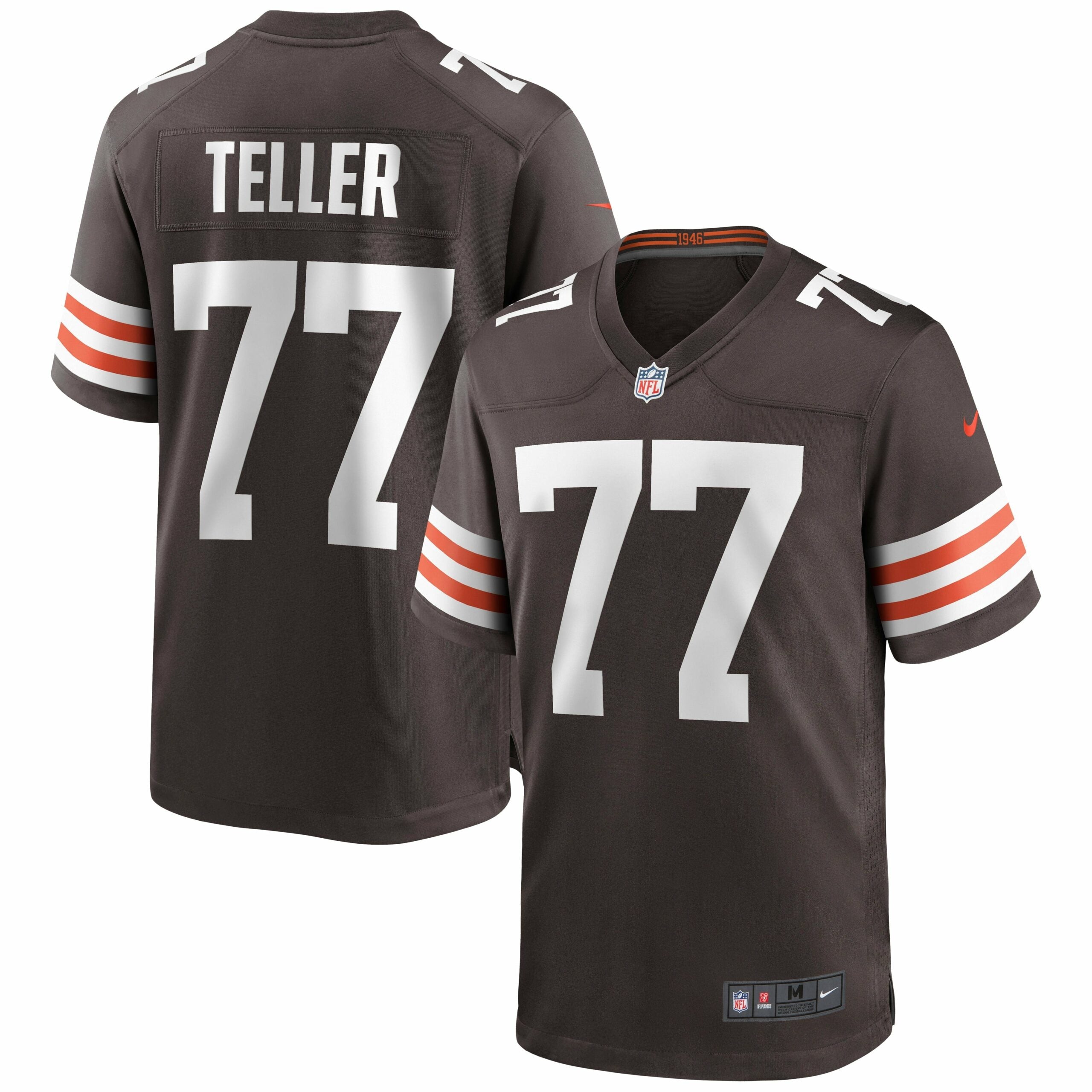 Men s Nike Wyatt Teller Brown Cleveland Browns Game Jersey