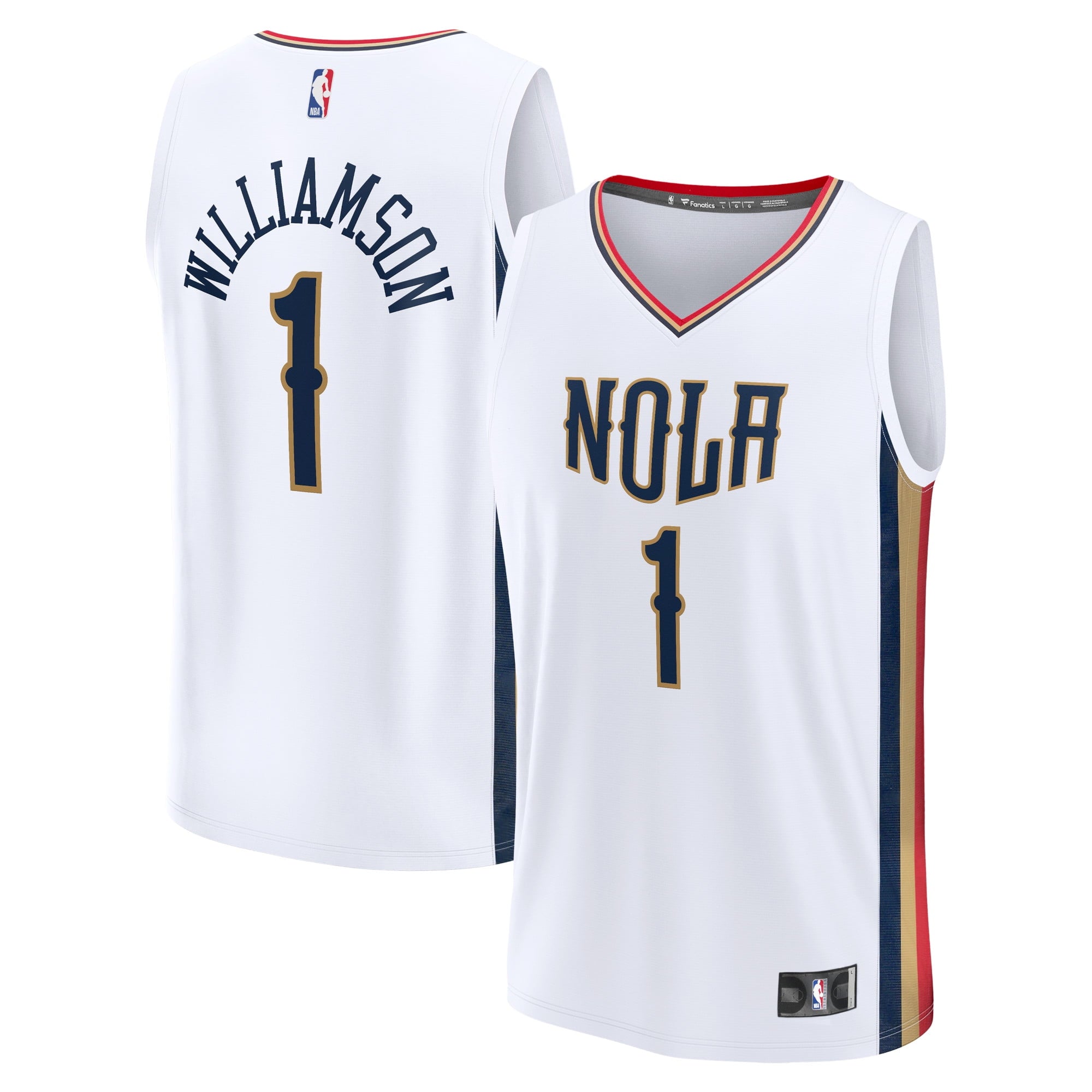 Men's Fanatics Branded Zion Williamson White New Orleans Pelicans 2021/22 Fast Break Replica Jersey - City Edition