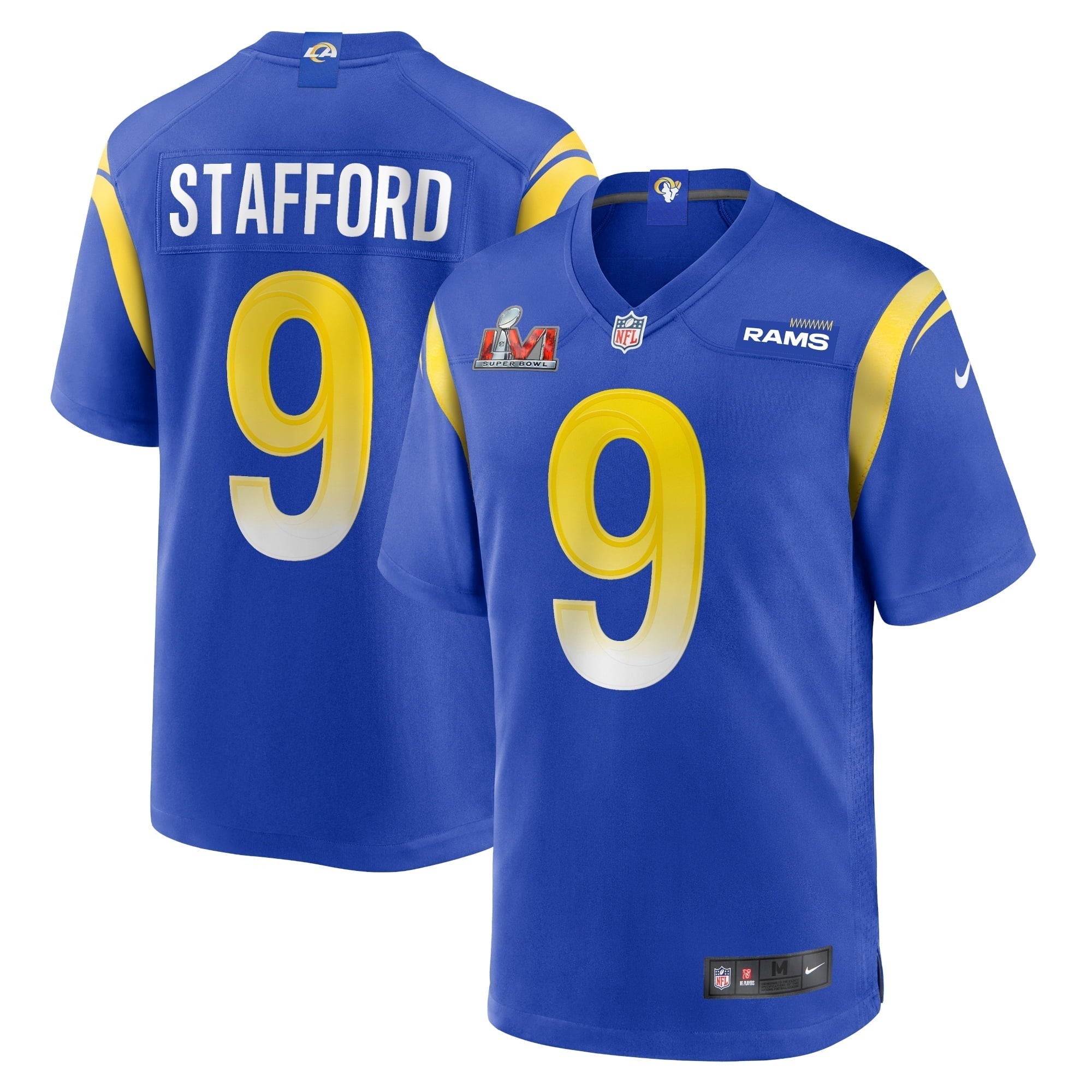 Men s Nike Matthew Stafford Royal Los Angeles Rams Super Bowl LVI Game Patch Jersey