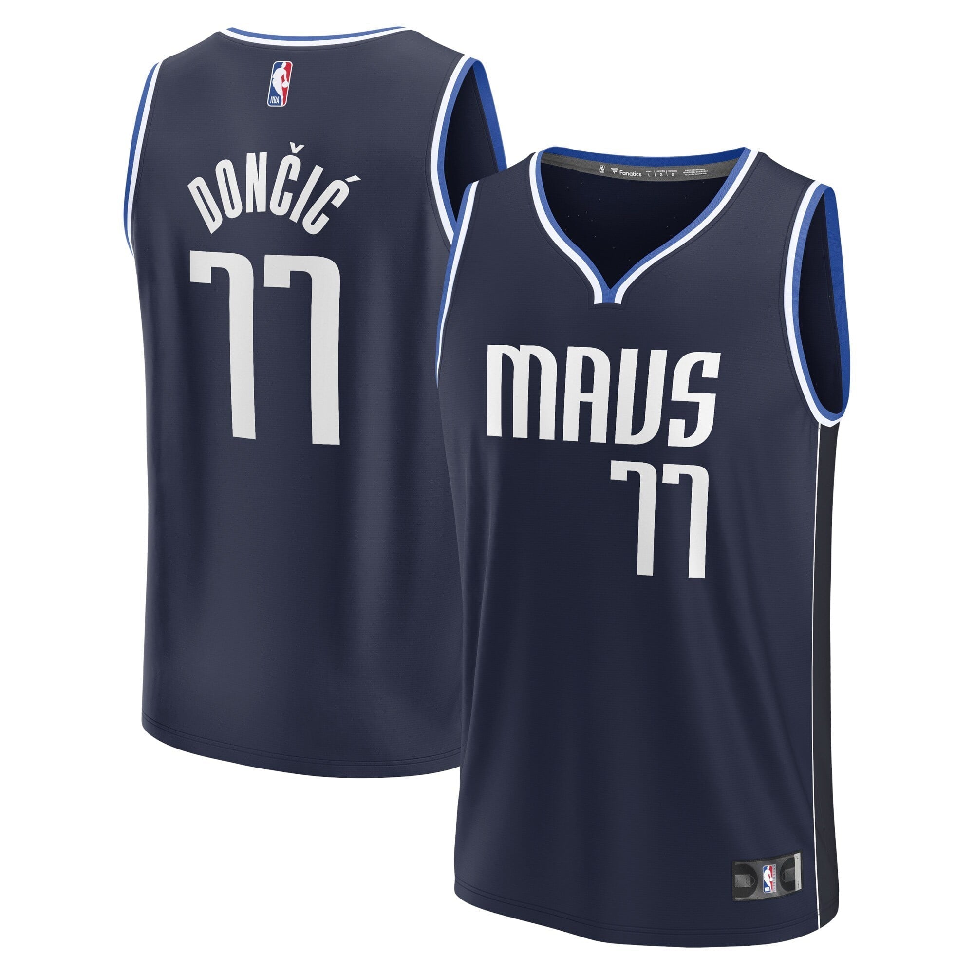 Men's Fanatics Branded Luka Doncic Navy Dallas Mavericks Fast Break Replica Player Jersey - Statement Edition