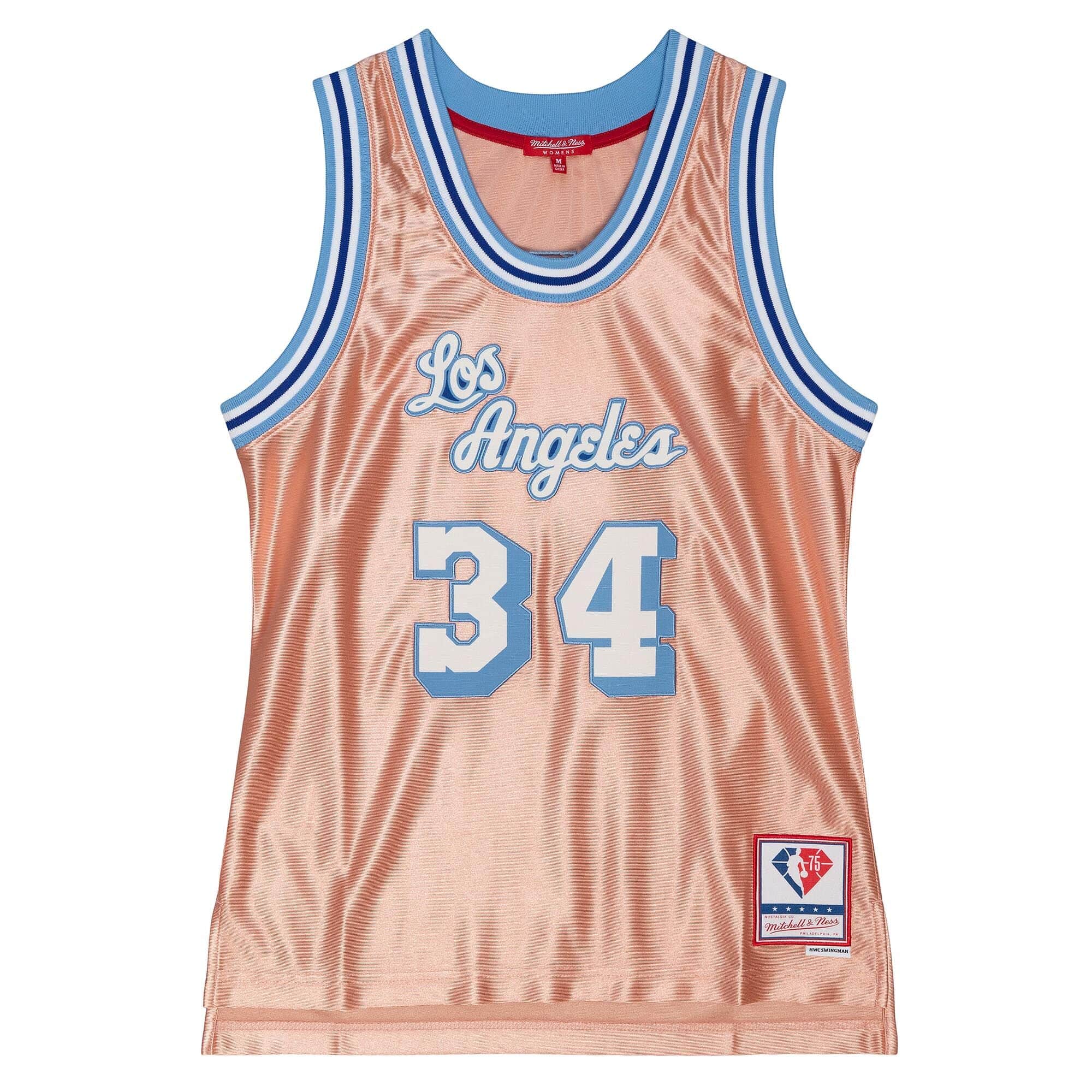 Womens 75th Anniversary Rose Gold Swingman Shaquille O'Neal Los Angeles Lakers 1996-97 Jersey