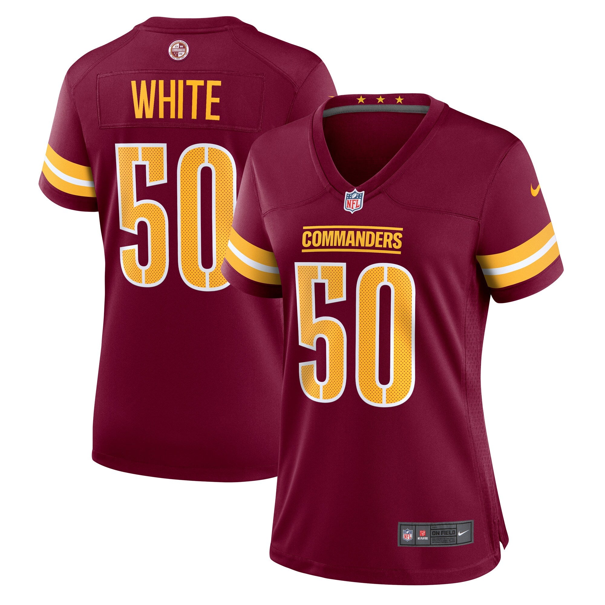 Drew White Washington Commanders Nike Women s Player Game Jersey   Burgundy