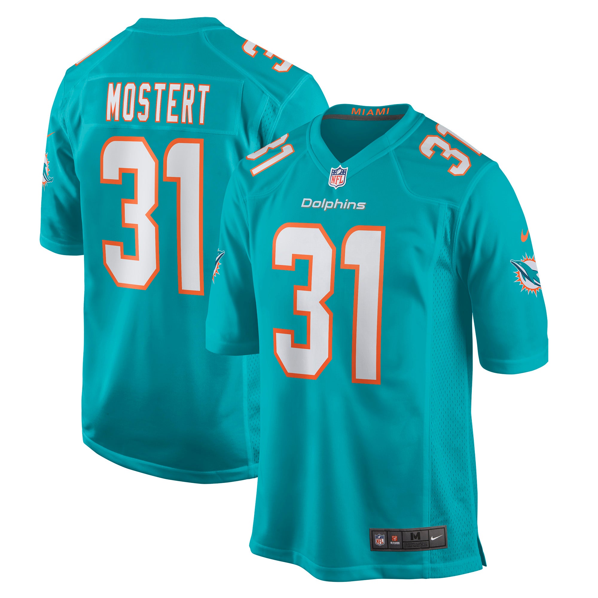 Raheem Mostert Miami Dolphins Nike Game Jersey   Aqua