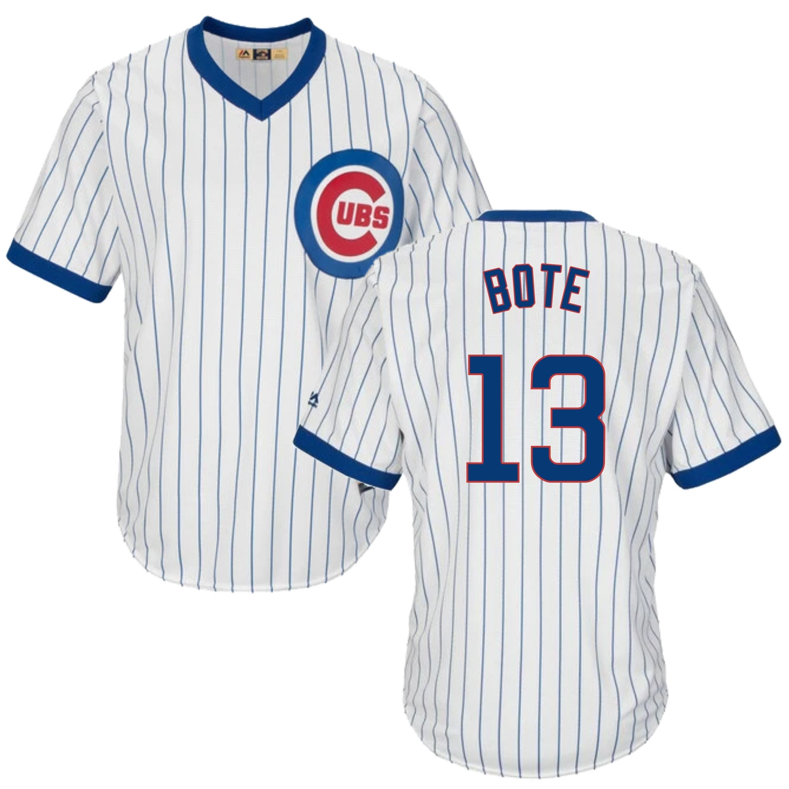 David Bote Chicago Cubs Cooperstown White Pinstripe V-Neck Home Men's Jersey