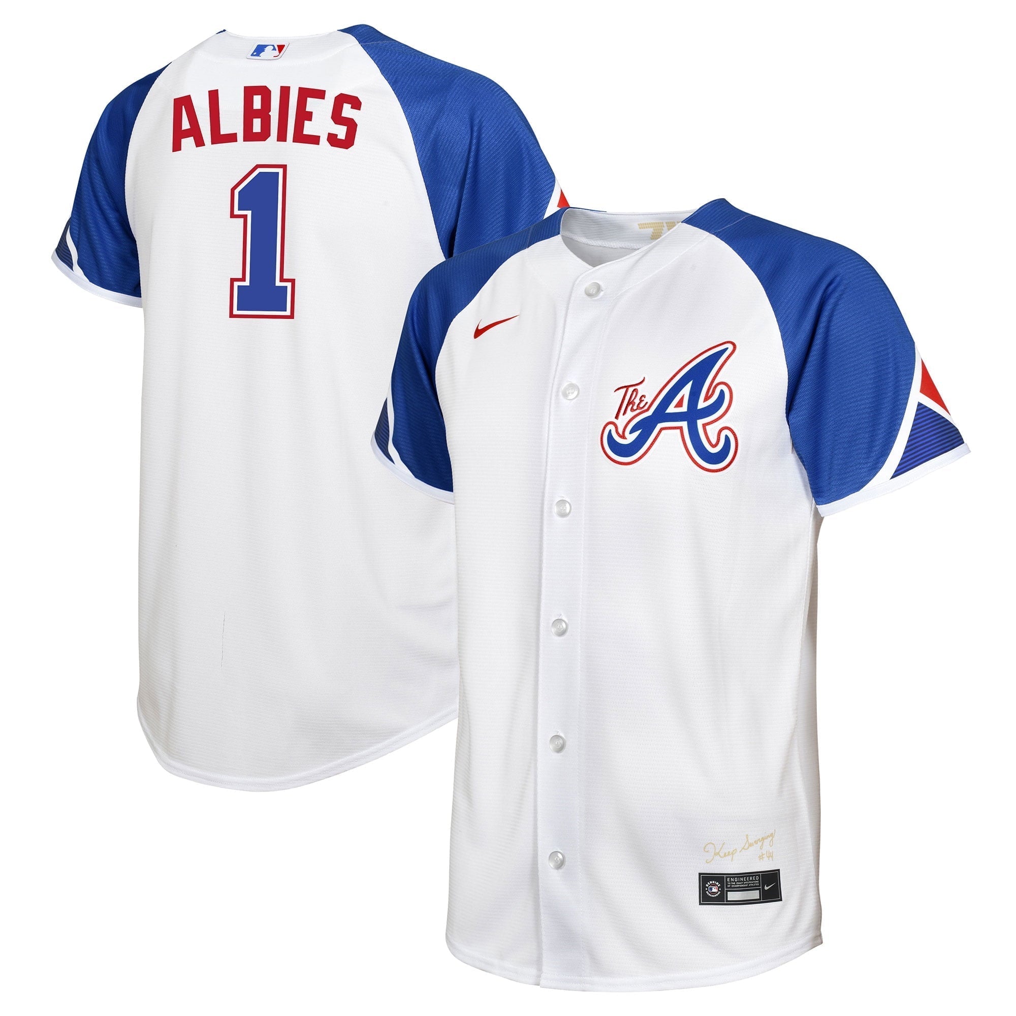 Toddler Nike Ozzie Albies White Atlanta Braves 2023 City Connect Replica Player Jersey