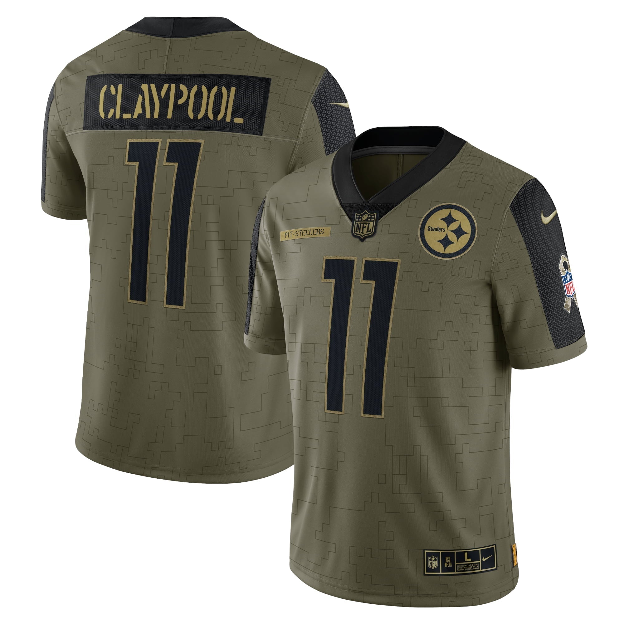 Men s Nike Chase Claypool Olive Pittsburgh Steelers 2021 Salute To Service Limited Player Jersey