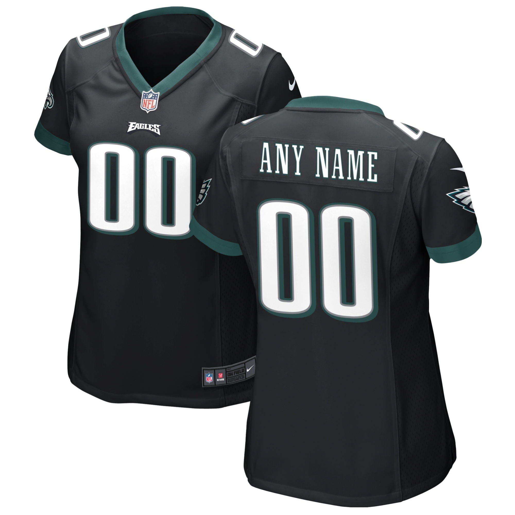 Philadelphia Eagles Nike Women s Alternate Custom Game Jersey   Black