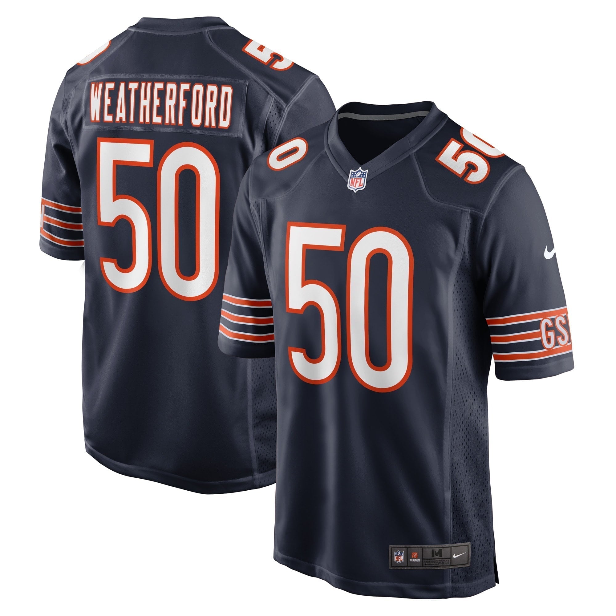 Men s Nike Sterling Weatherford Navy Chicago Bears Game Player Jersey