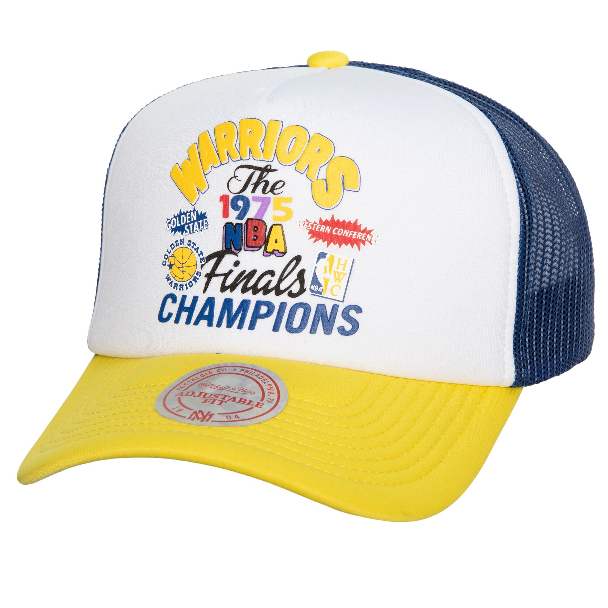 Golden State Warriors Mitchell & Ness Hardwood Classics SOUL Champs Fest Trucker Adjustable Hat - White