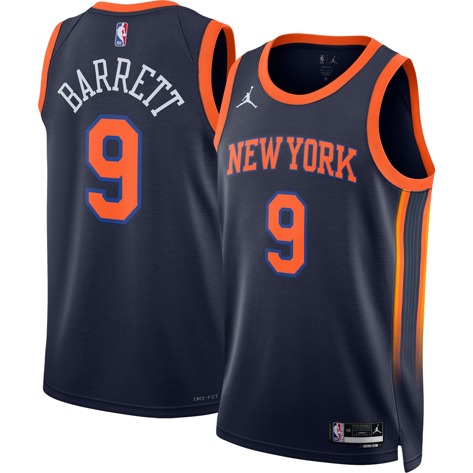 RJ Barrett New York Knicks Jordans Brand Unisex Swingman Jersey - Statement Edition - Navy