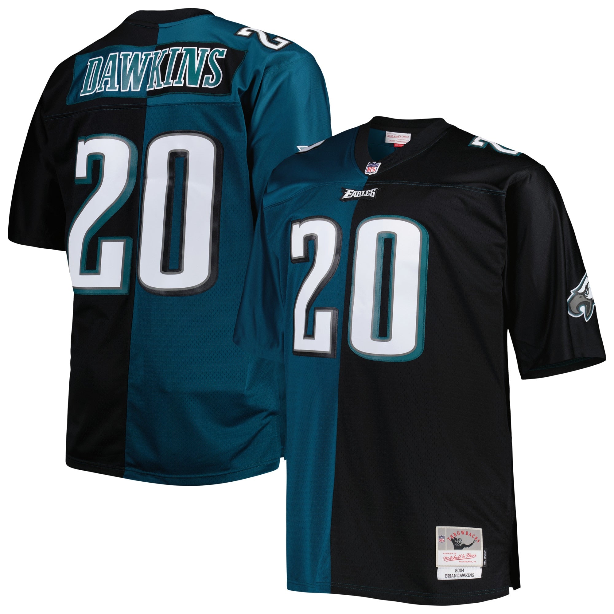 Brian Dawkins Philadelphia Eagles Mitchell   Ness Big   Tall Split Legacy Retired Player Replica Jersey   Midnight Green/Black