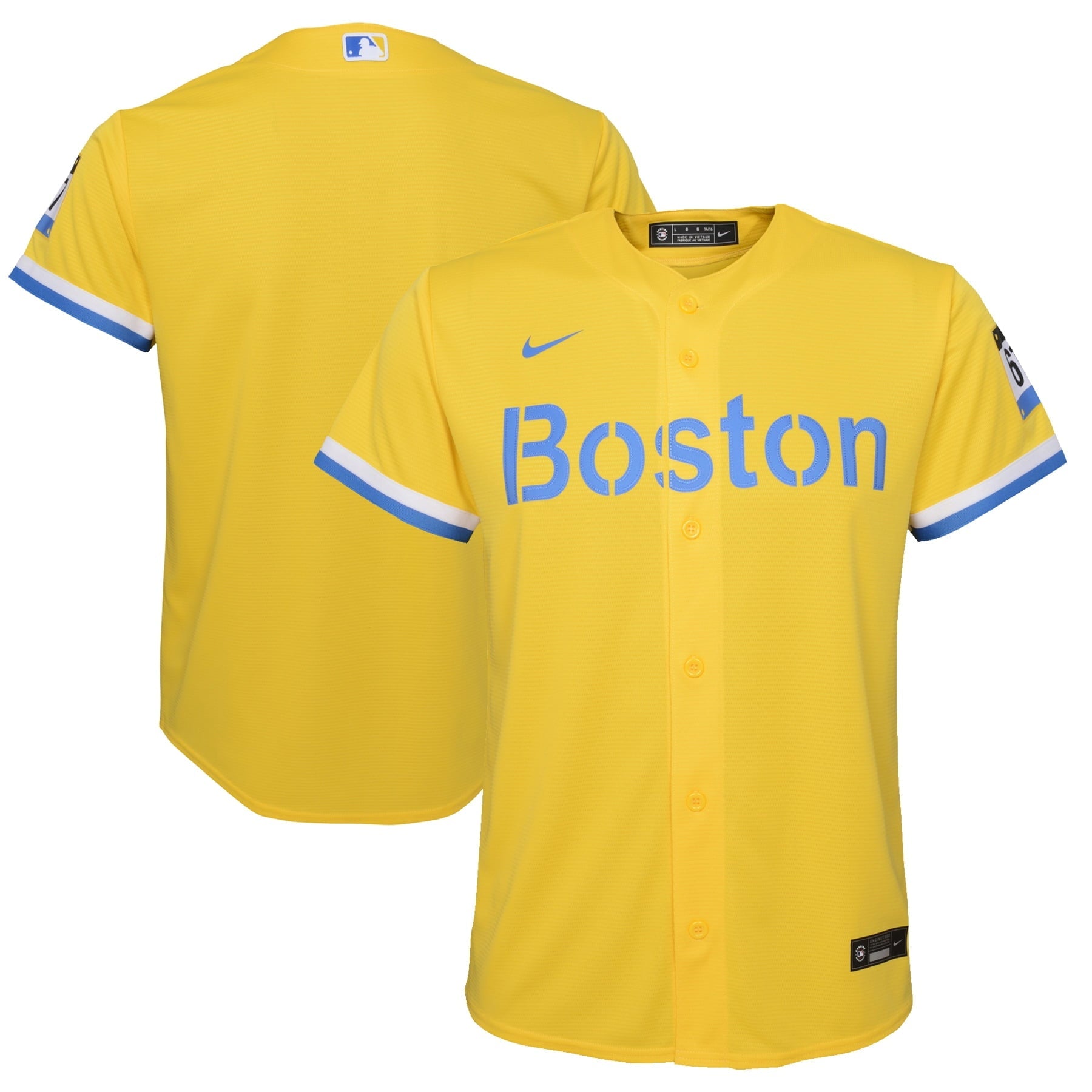 Youth Nike Gold/Light Blue Boston Red Sox City Connect Replica Team Jersey