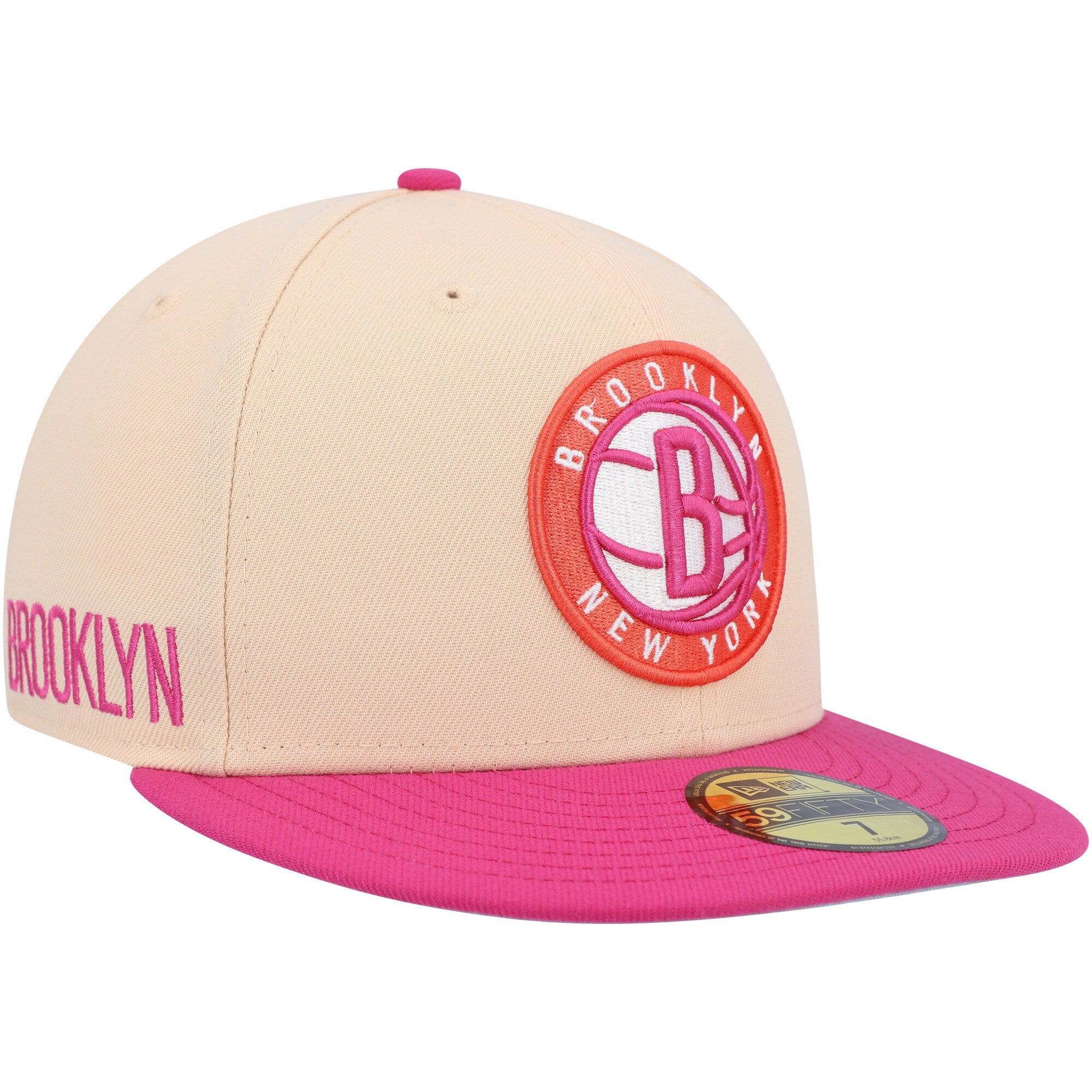 Brooklyn Nets New Era Passion Mango 59FIFTY Fitted Hat - Orange/Pink