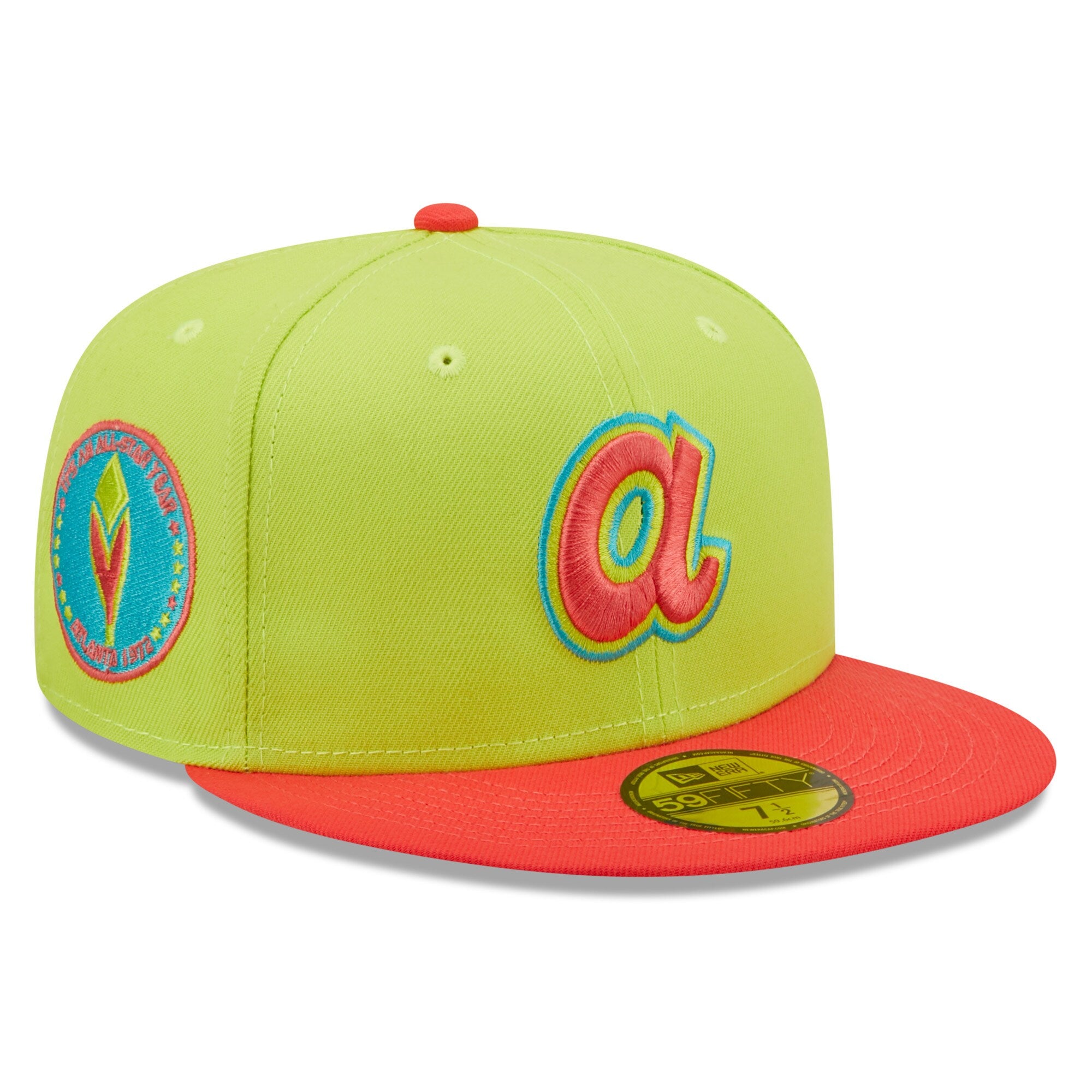 Atlanta Braves New Era 1972 MLB All-Star Game Cyber Highlighter 59FIFTY Fitted Hat - Green/Red