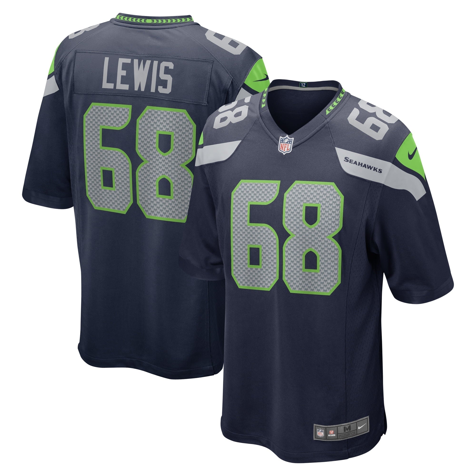 Men s Nike Damien Lewis College Navy Seattle Seahawks Game Jersey