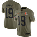 Men s Nike Bernie Kosar Olive Cleveland Browns 2022 Salute To Service Retired Player Limited Jersey