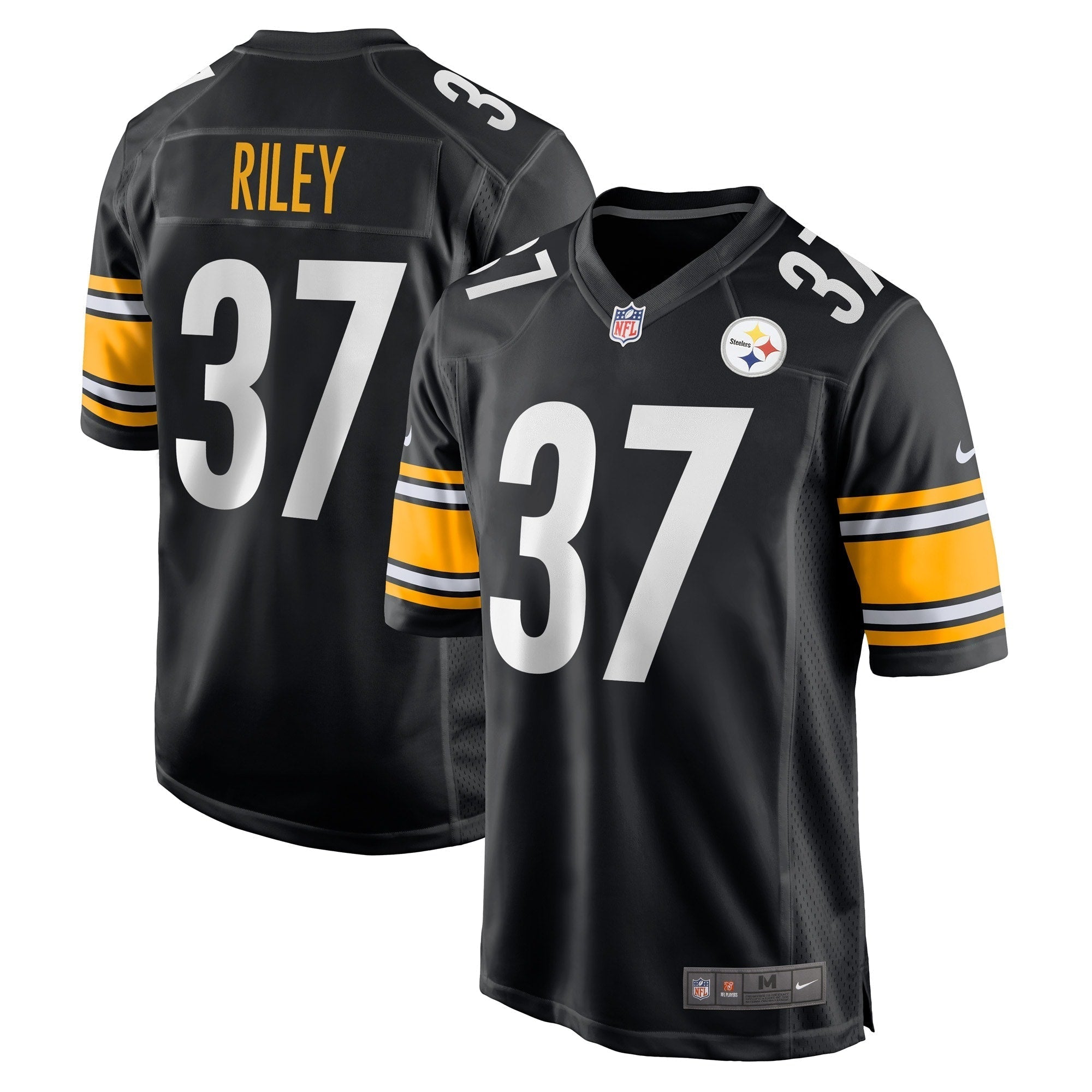 Men s Nike Elijah Riley Black Pittsburgh Steelers Game Player Jersey