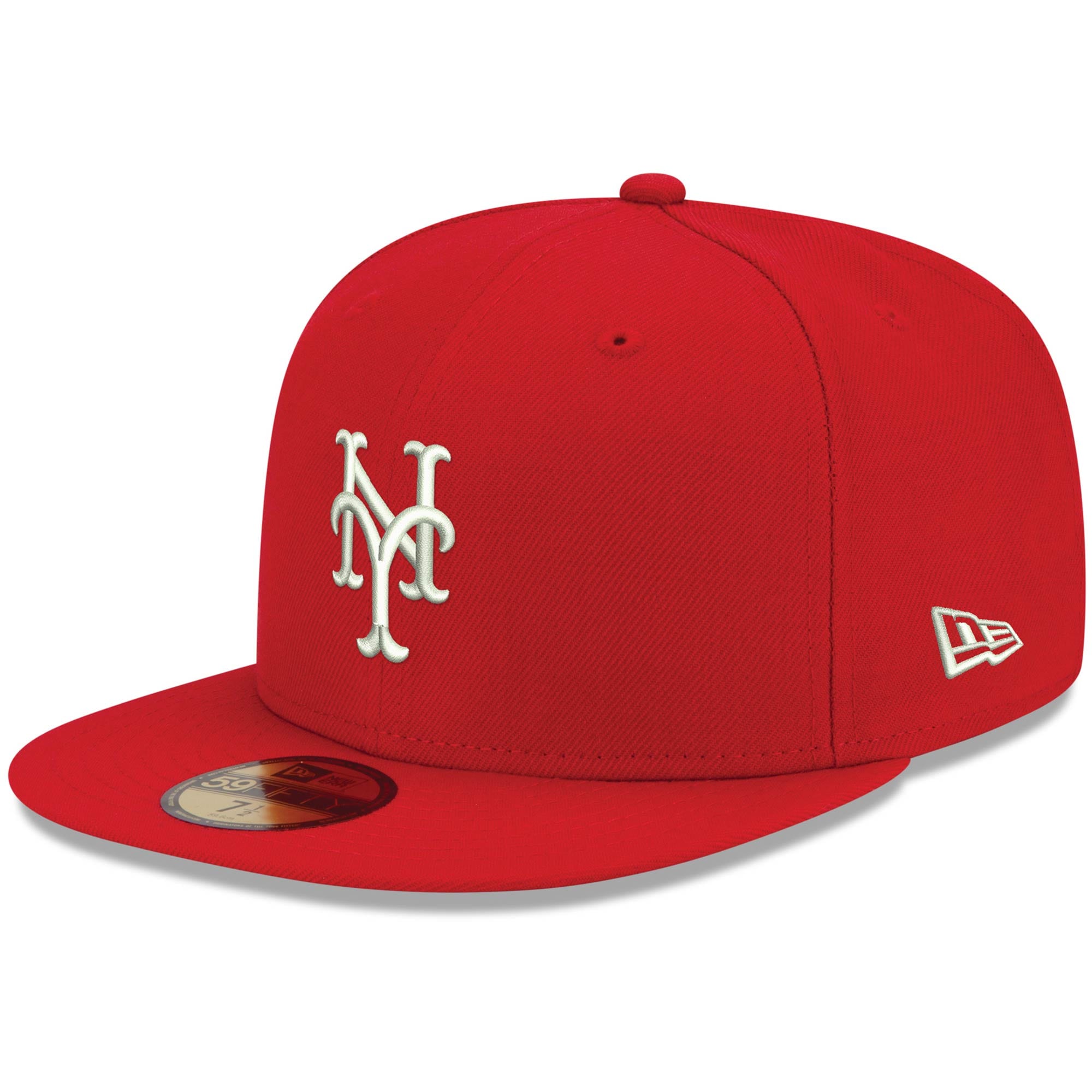 New York Mets New Era White Logo 59FIFTY Fitted Hat - Red