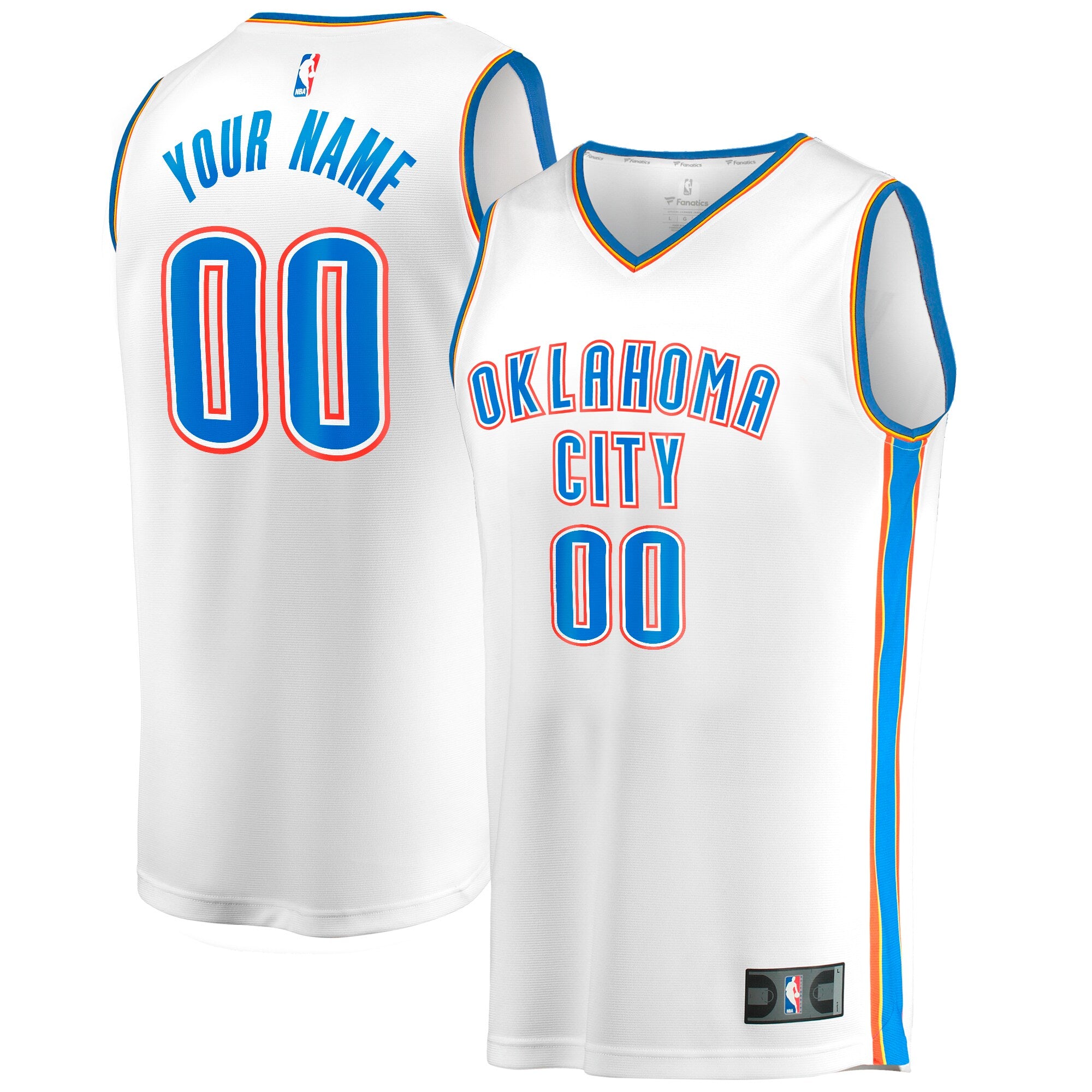 Oklahoma City Thunder Fanatics Branded Fast Break Custom Replica Jersey - White - Association Edition