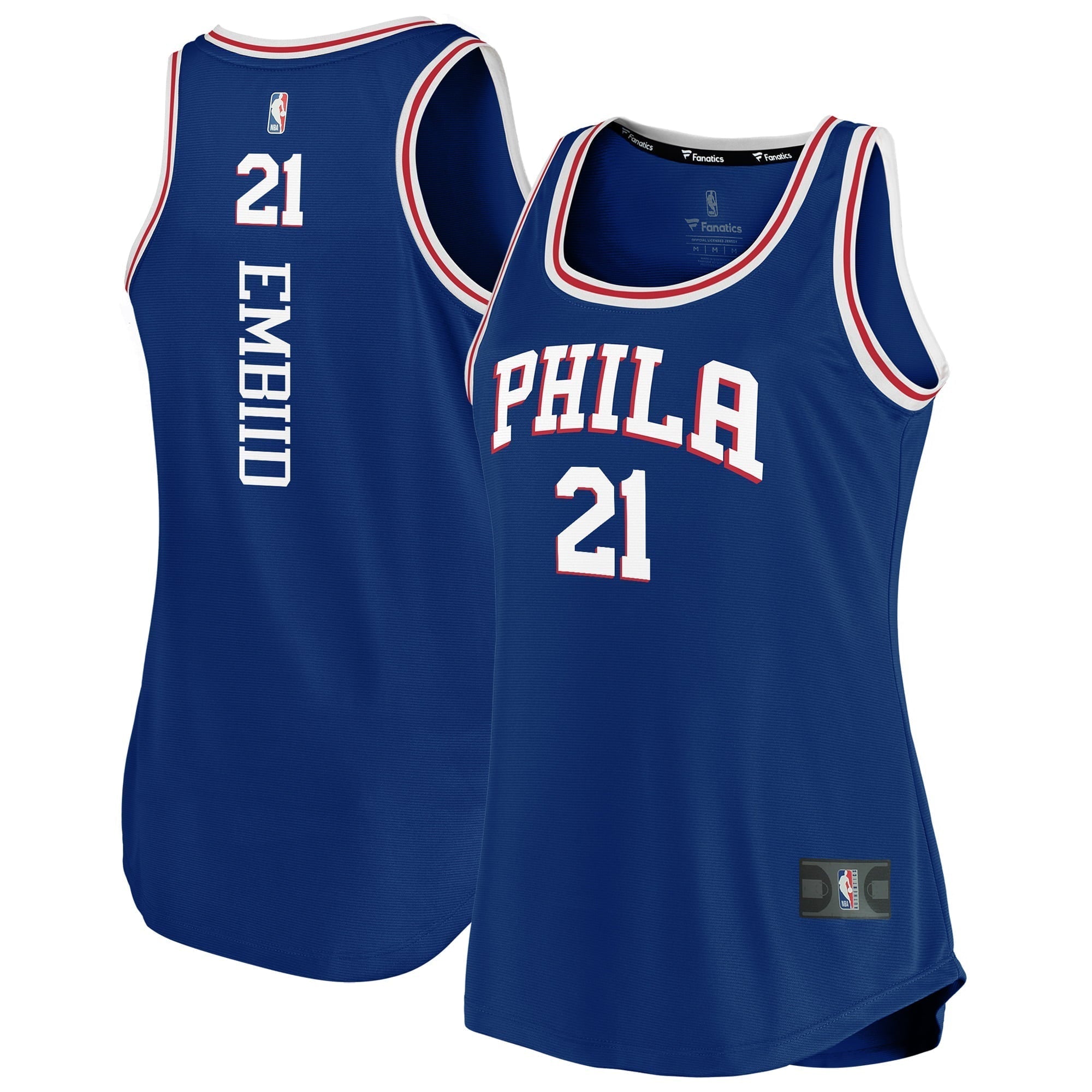 Women's Fanatics Branded Joel Embiid Royal Philadelphia 76ers 2019/20 Fast Break Team Tank Jersey - Icon Edition