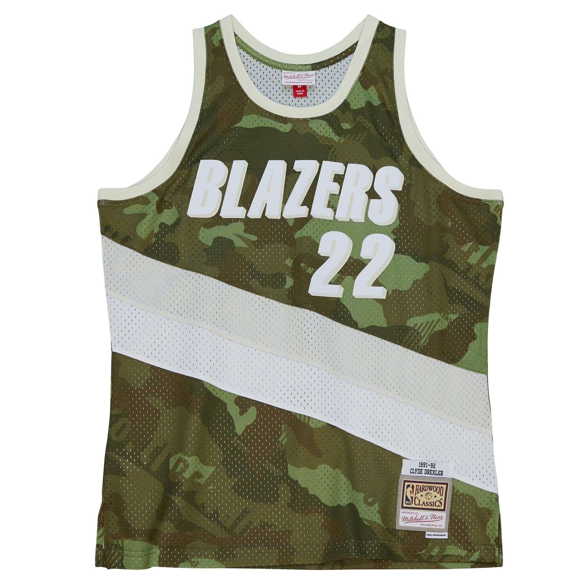 Ghost Green Camo Swingman Clyde Drexler Portland Trail Blazers 1991-92 Jersey