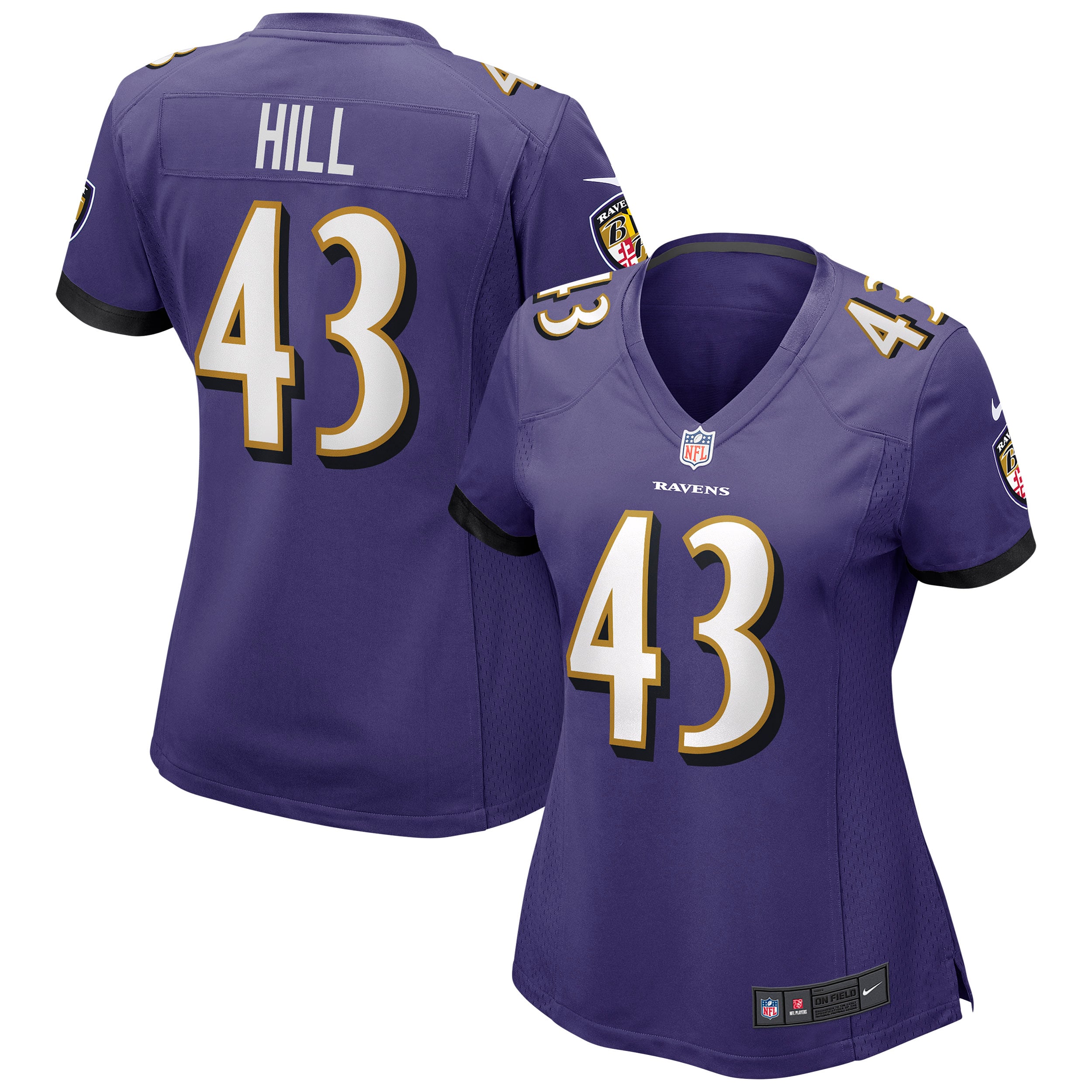 Justice Hill Baltimore Ravens Nike Women s Game Jersey   Purple