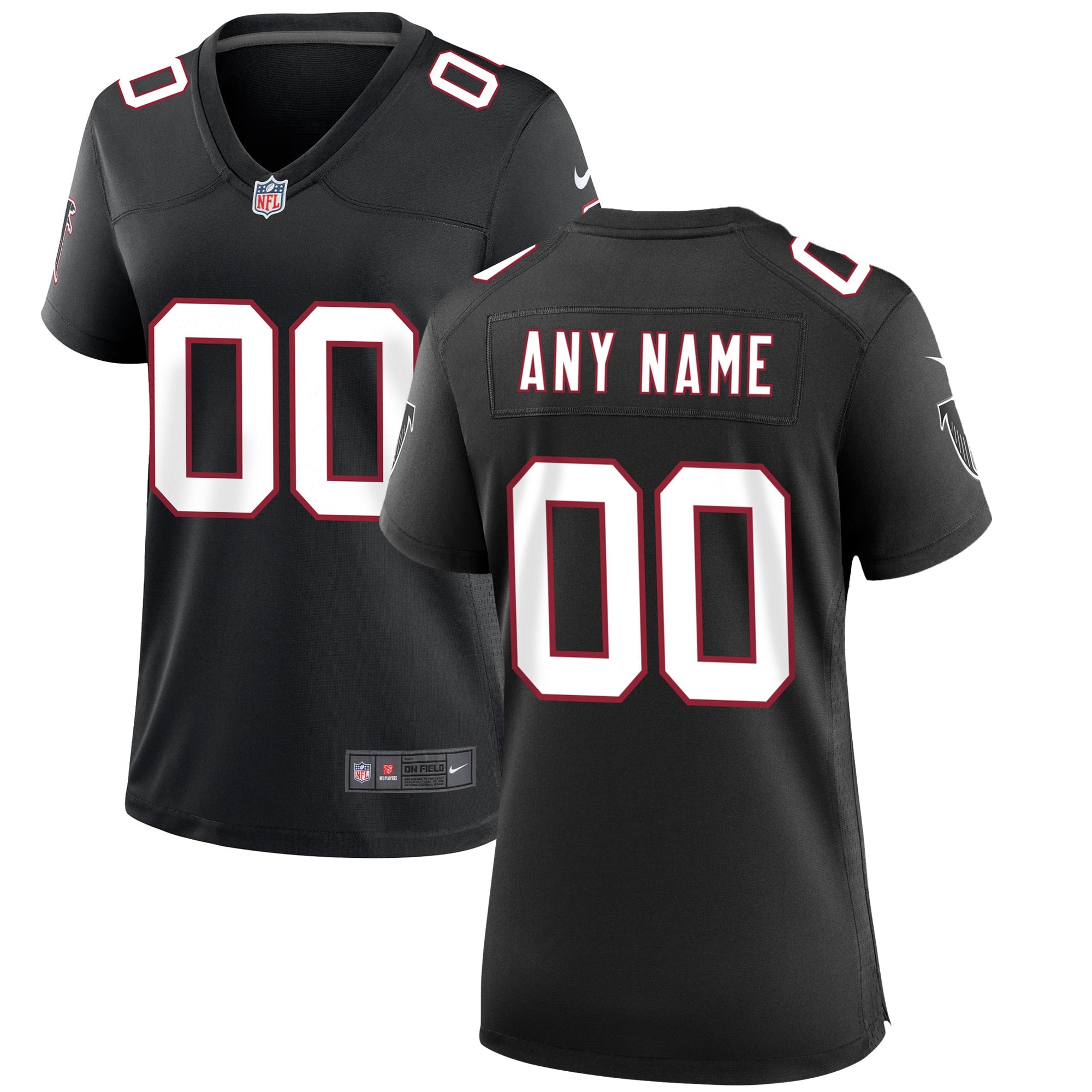 Atlanta Falcons Nike Women s Throwback Custom Game Jersey   Black