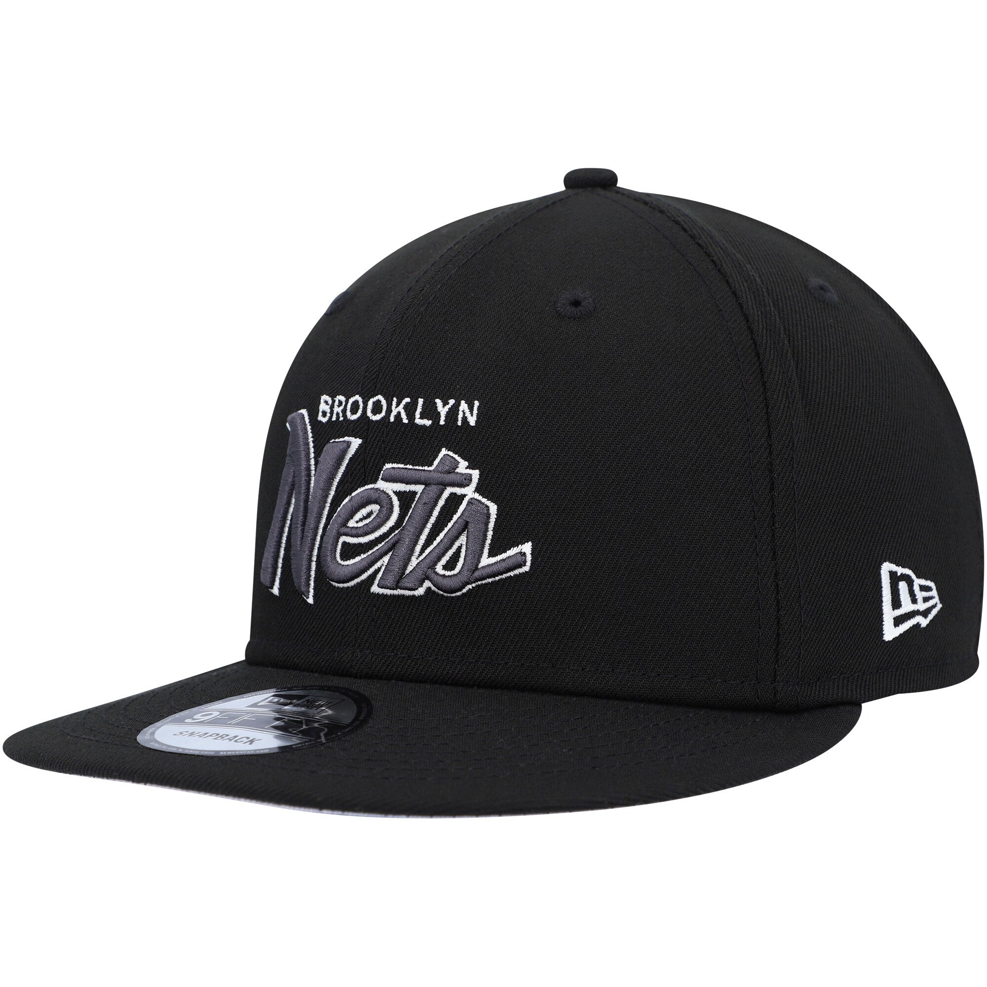 Brooklyn Nets New Era Script Up 9FIFTY Snapback Hat - Black